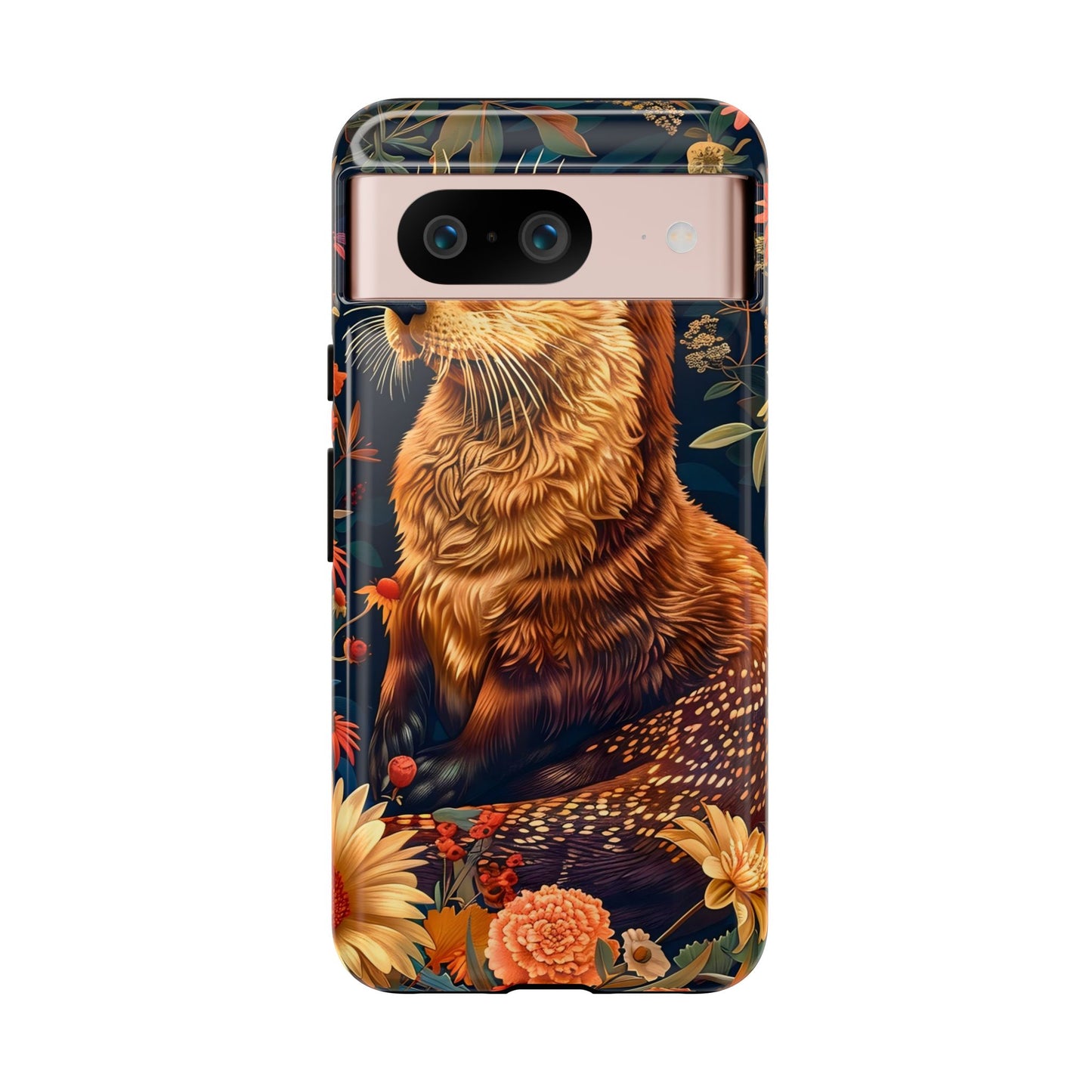 Otter Phone Case, Floral Otter Design, Tough Phone Cover, Nature Lover Gift, Cute Animal Accessories