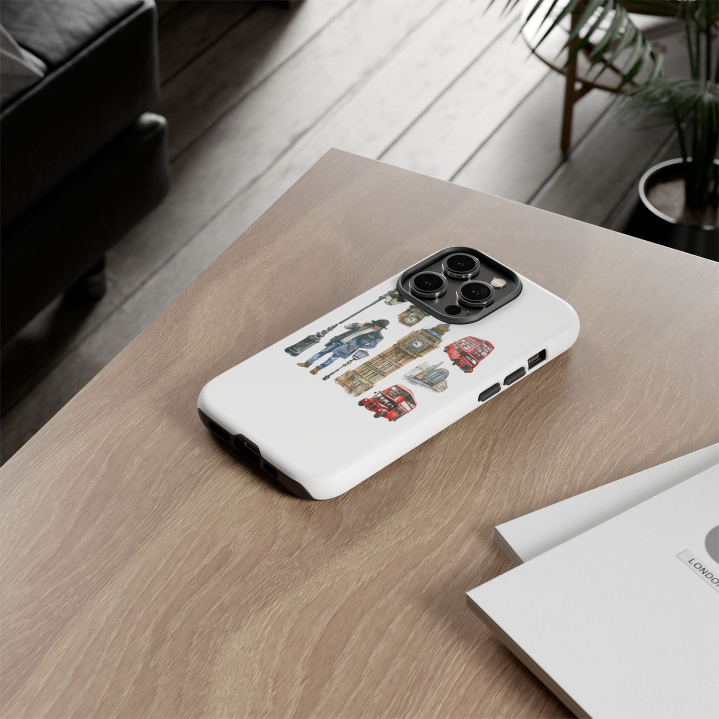 London Iconic Design Phone Case, Tough Cases, Gift for Travelers, London Souvenir, London Icons, Red Bus Phone Case
