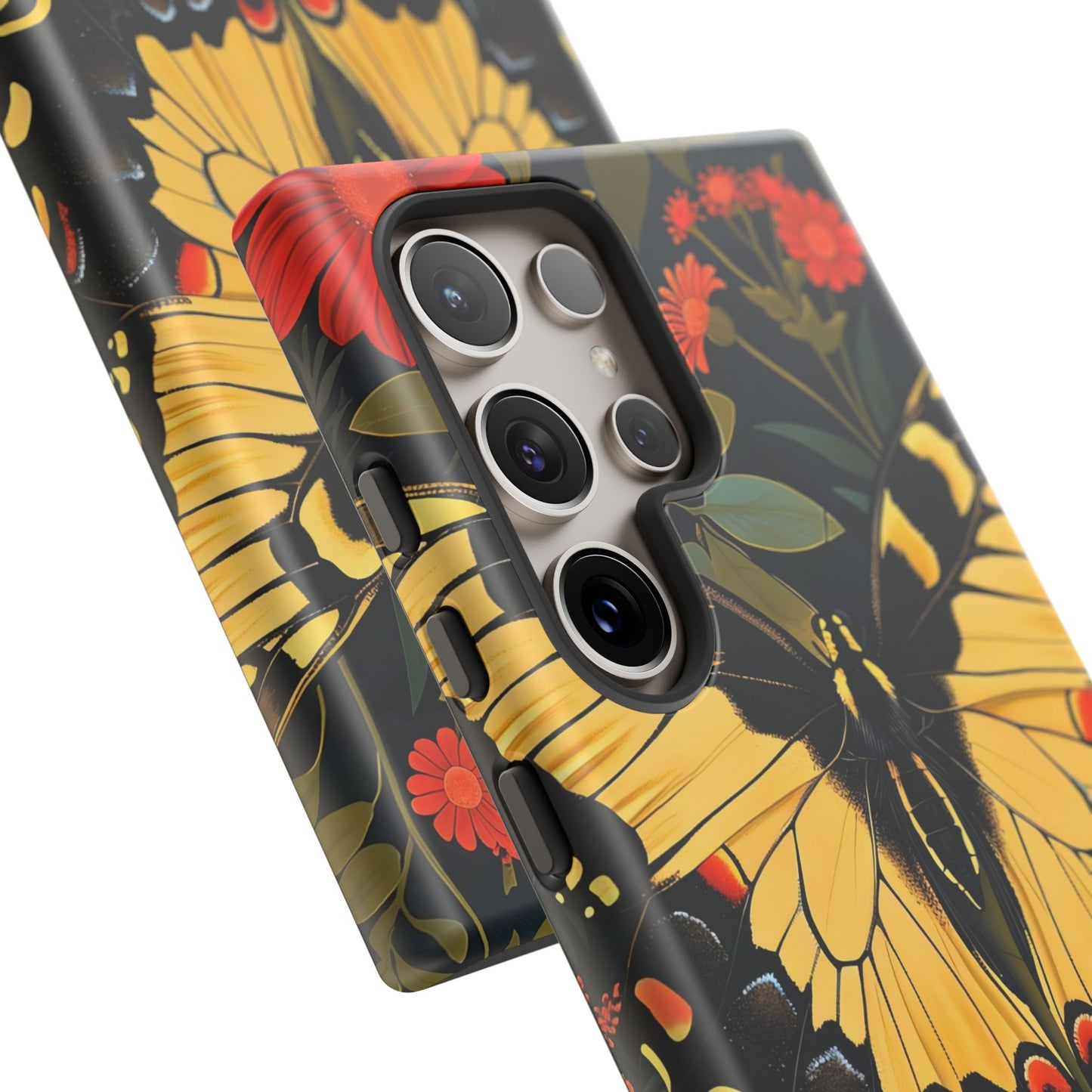 Butterfly Floral Phone Case, Tough Cases with Vibrant Design, Protective Cover for Nature Lovers, Gift for Her