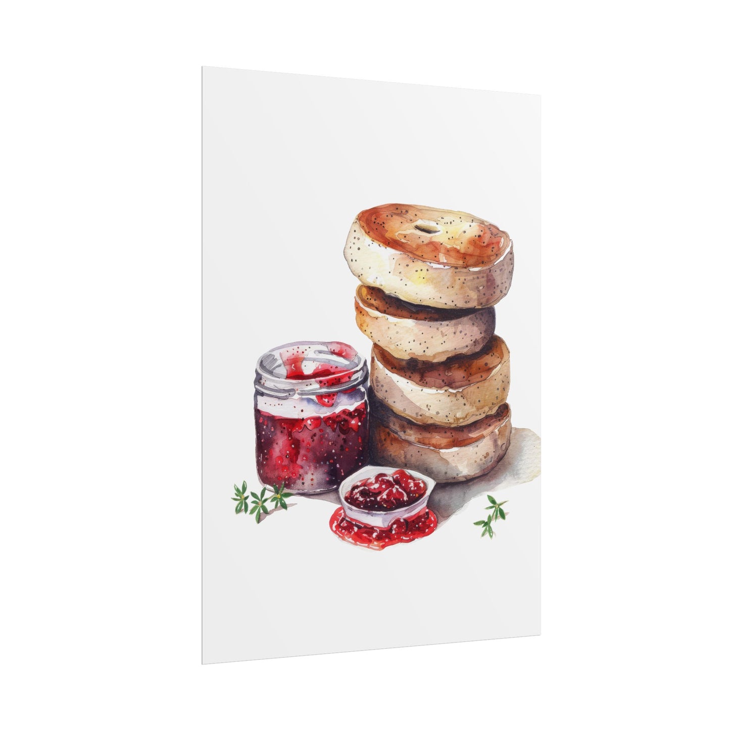 Breakfast Bagel Art Print, Foodie Decor, Kitchen Wall Art, Rolled Poster, Unique Food Gift, Home Cooking Decor