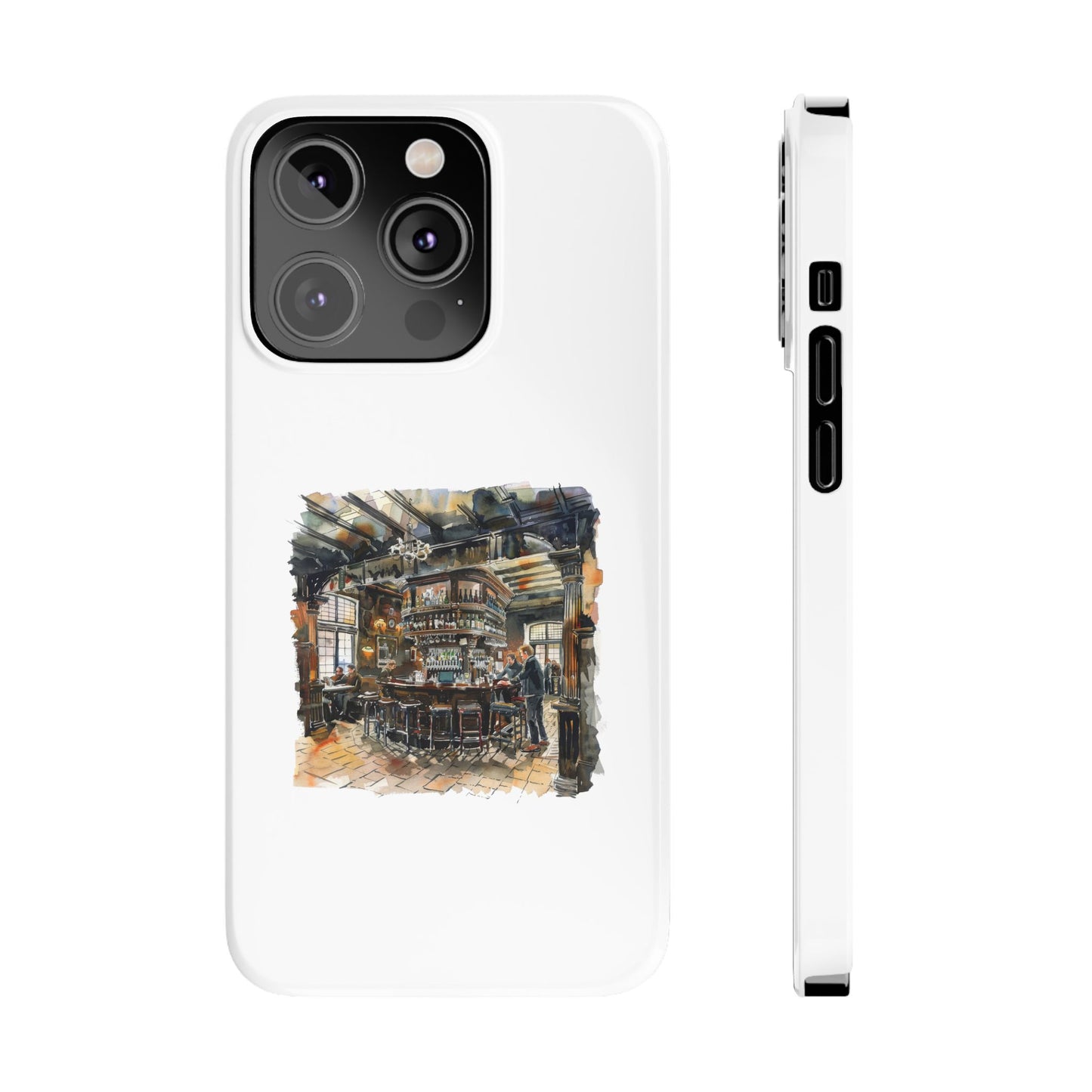 Artisan Bar Scene Phone Cases, Custom Slim Cases for Home Decor Lovers, Unique Gift for Bar Enthusiasts, Perfect for Birthdays and Holidays