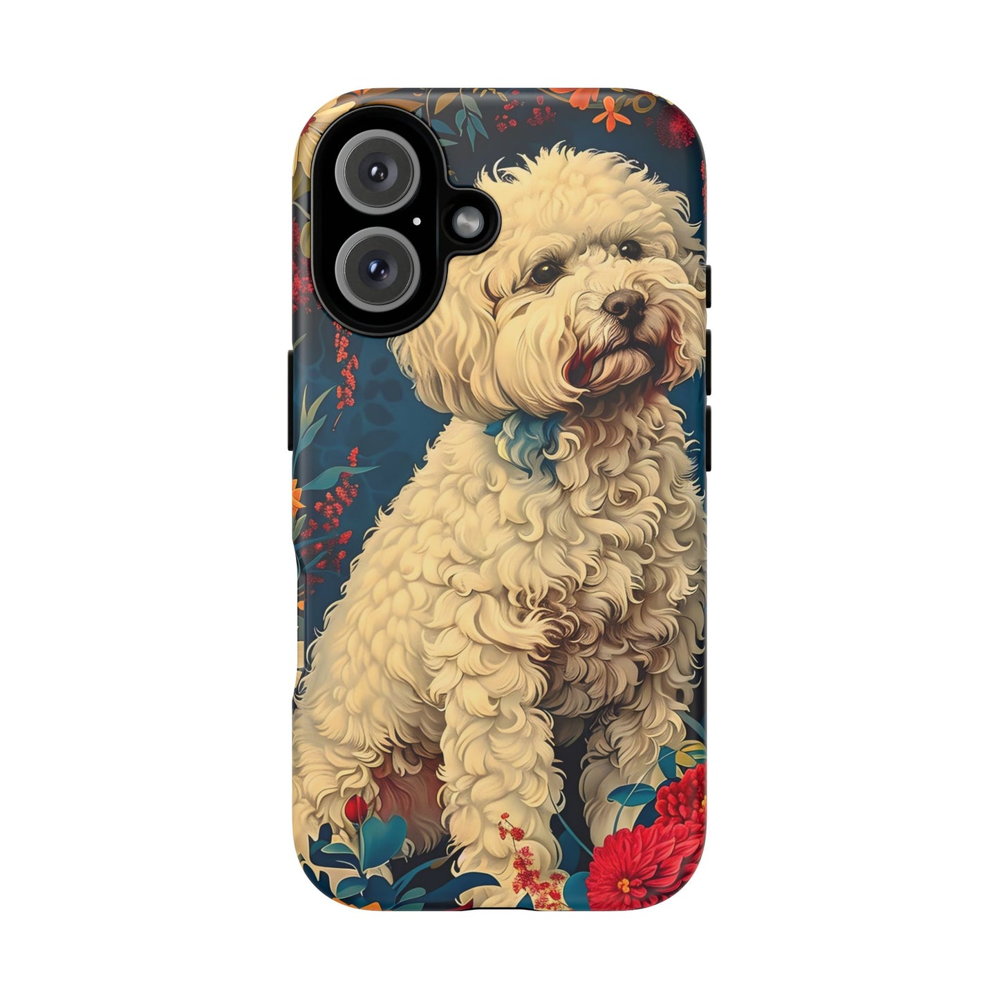 Cute Dog Phone Case, Pet Lover Gift, Floral Design Tough Case, Custom Dog Art, Birthday Gift for Dog Owners, Unique Phone Accessories