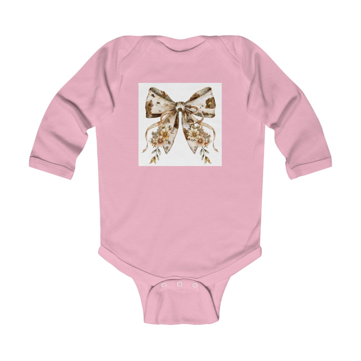 Vintage Floral Bow Infant Long Sleeve Bodysuit - Perfect for Baby Showers & Special Occasions