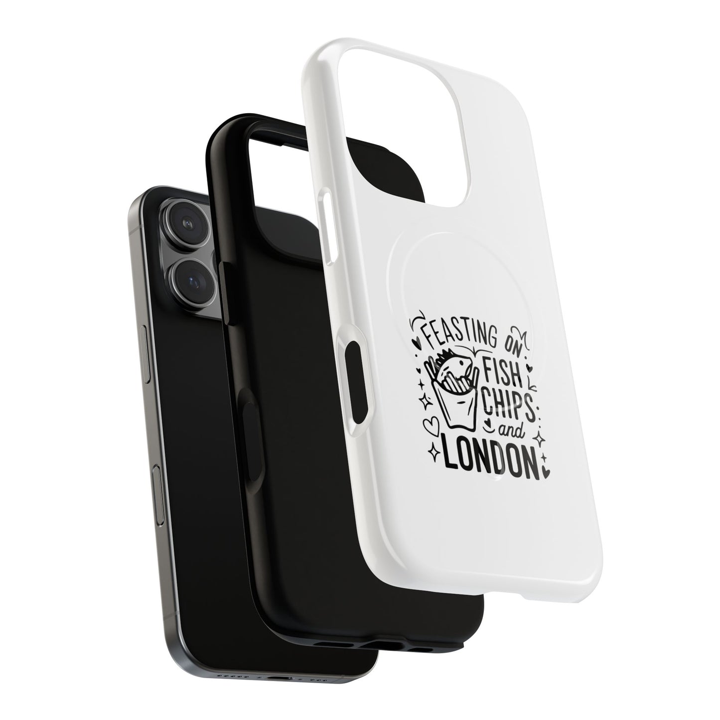 Fish and Chips Magnetic Phone Case, Travel Gift, London Souvenir, Cute Phone Cover, Unique Cell Phone Accessories, Fun British Design