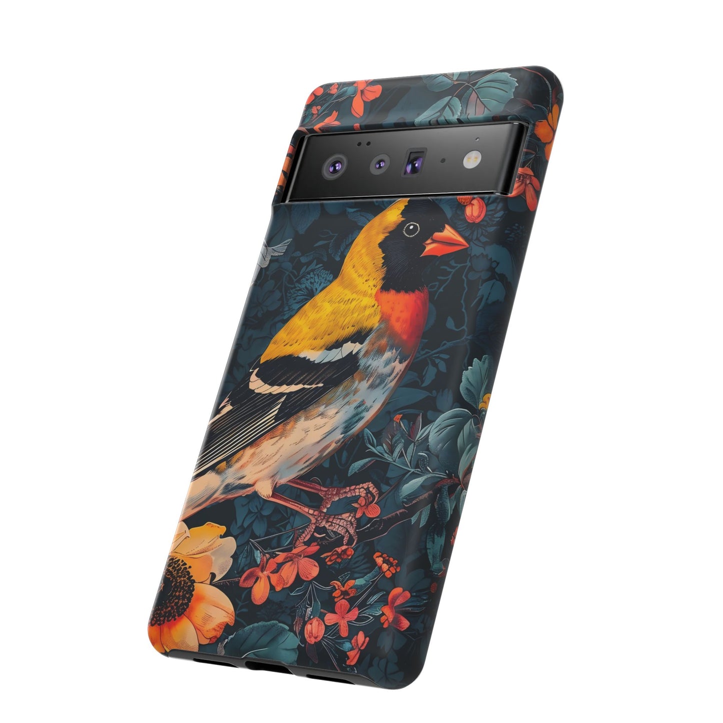 Colorful Bird Phone Case, Floral Phone Cover, Tough Phone Protector, Nature Lover Gift, Botanical Case, Unique Mobile Accessory