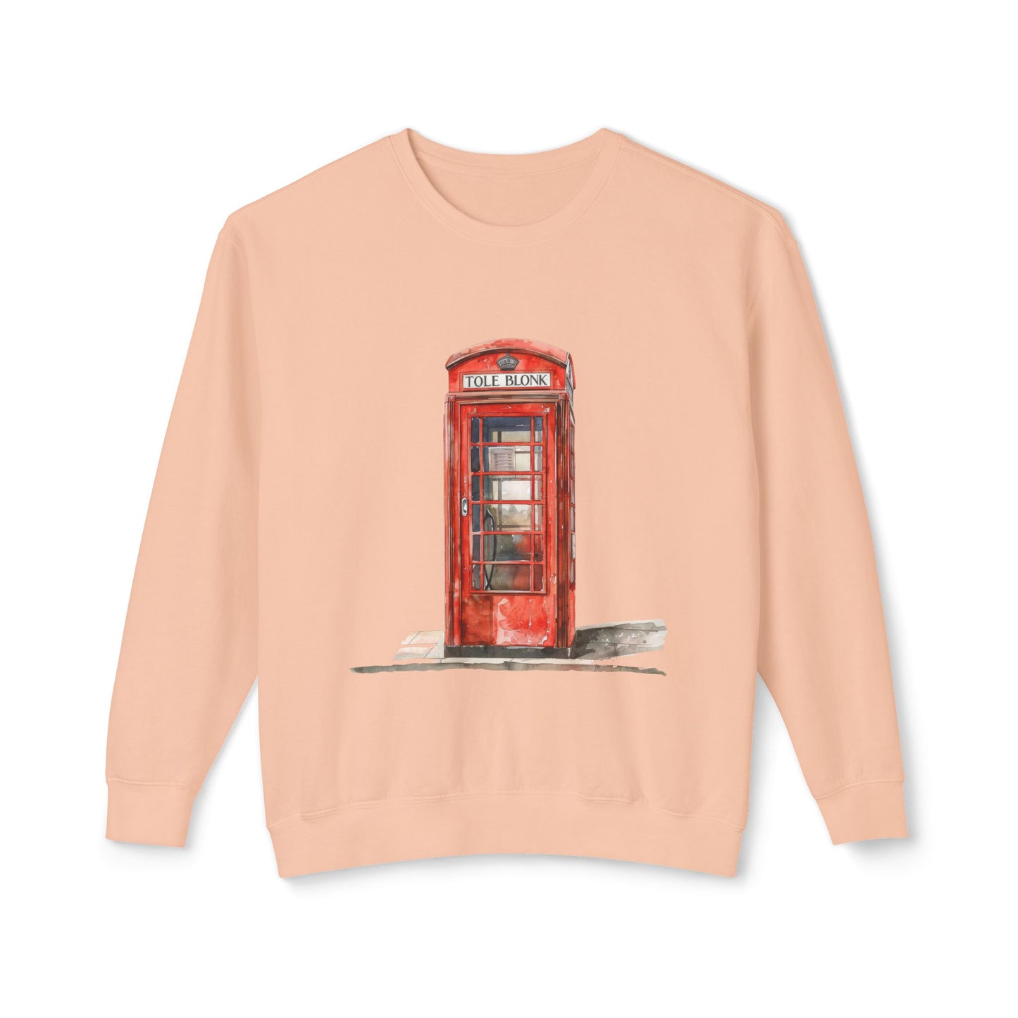 Unisex Lightweight Crewneck Sweatshirt - Iconic British Public Telephone - Classic Red Phone Box Design