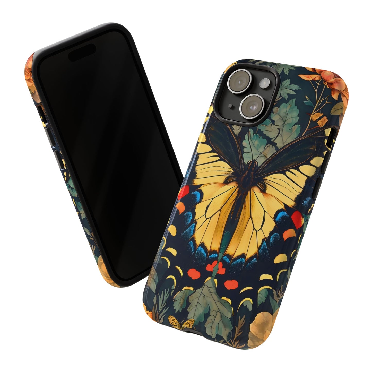 Butterfly Floral Phone Case, Art-inspire Tough Case, Gift for Nature Lovers, Butterfly Pattern Cover, Eco-Friendly Mobile Accessory