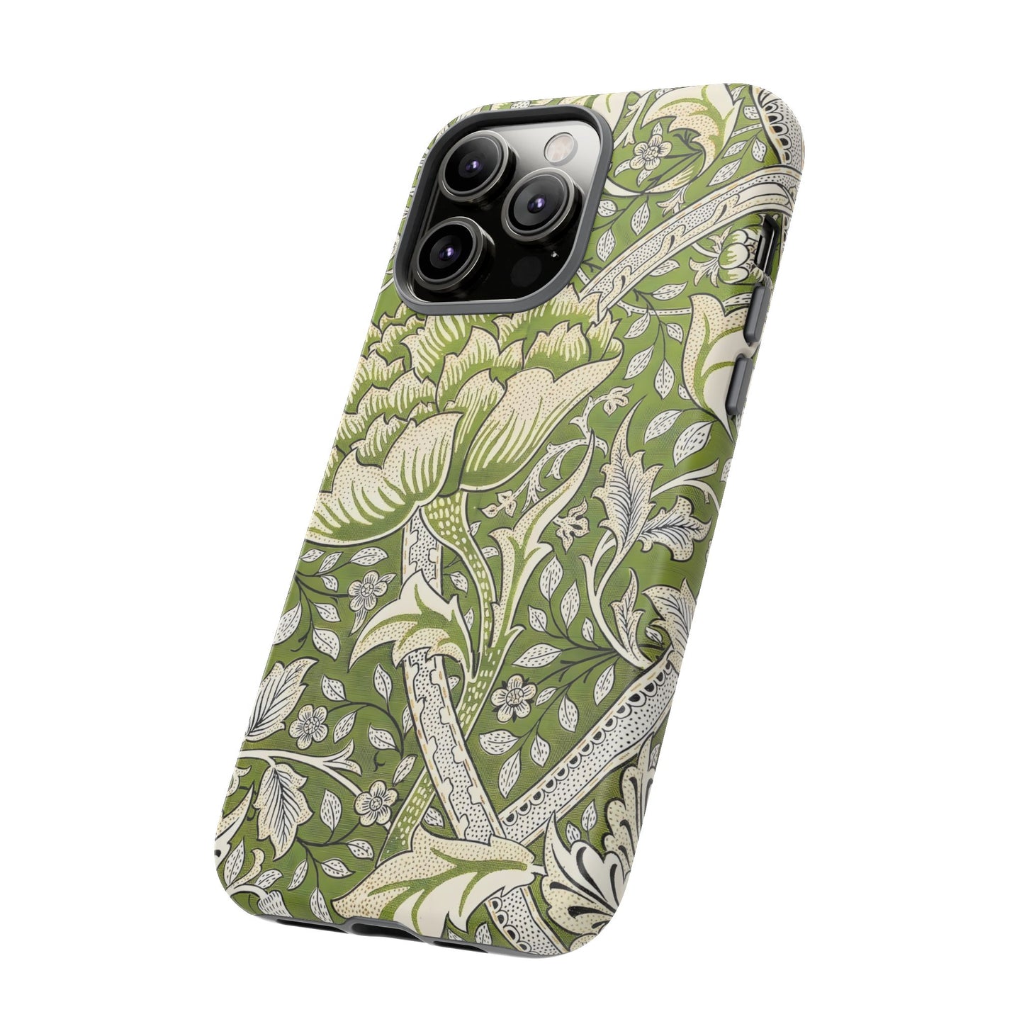 Stylish Phone Case with Floral Design, Durable Protective Cover for iPhone, Unique Gift for Birthdays, Mother's Day, Green Aesthetic
