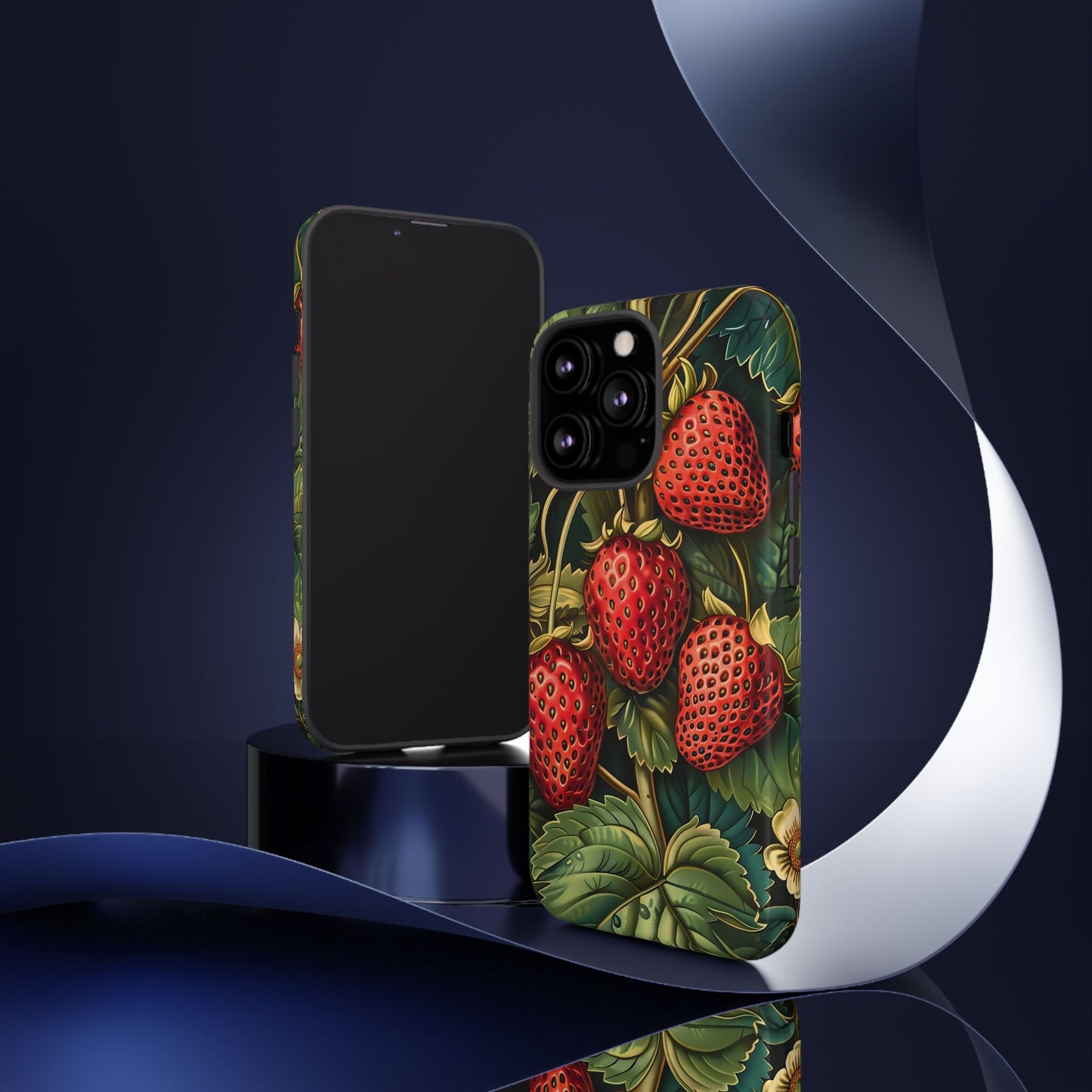 Strawberry Phone Case, Tough Berry Case, Floral Phone Cover, Cute Smartphone Shell, Nature-Inspired Gift