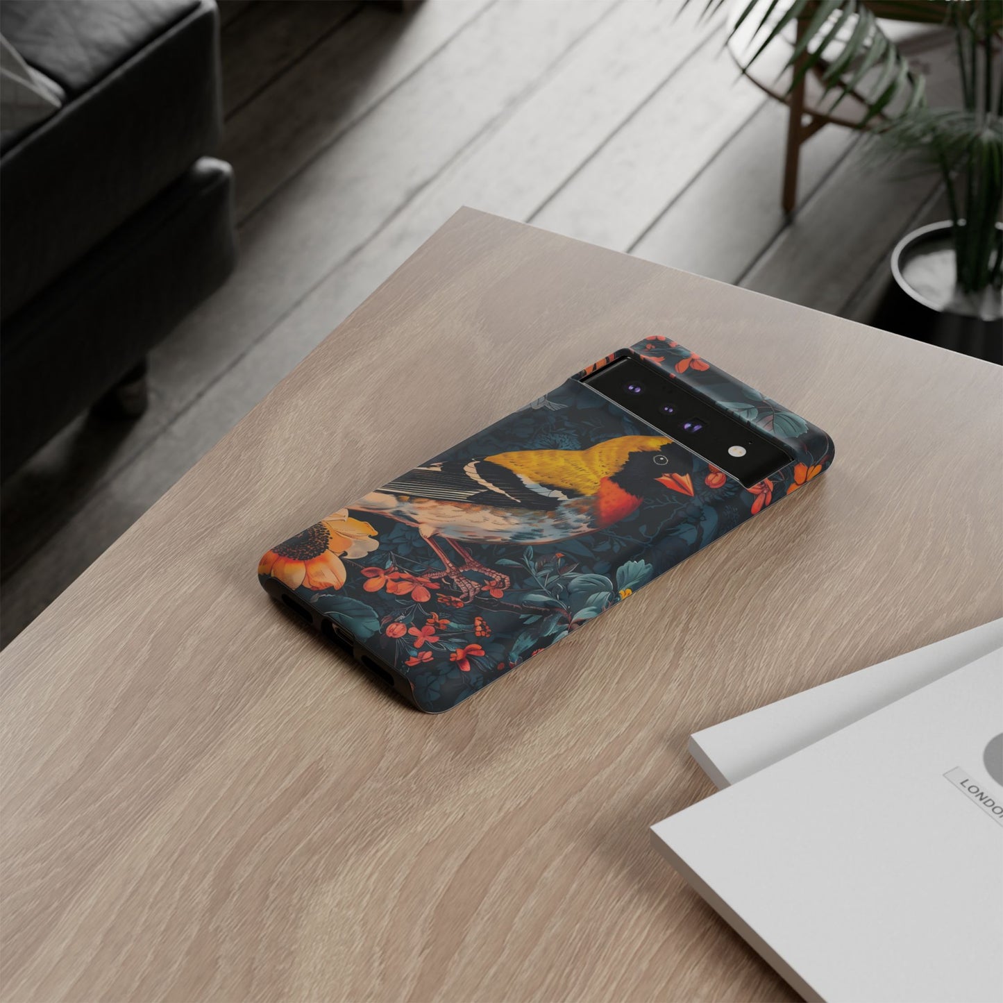 Colorful Bird Phone Case, Floral Phone Cover, Tough Phone Protector, Nature Lover Gift, Botanical Case, Unique Mobile Accessory