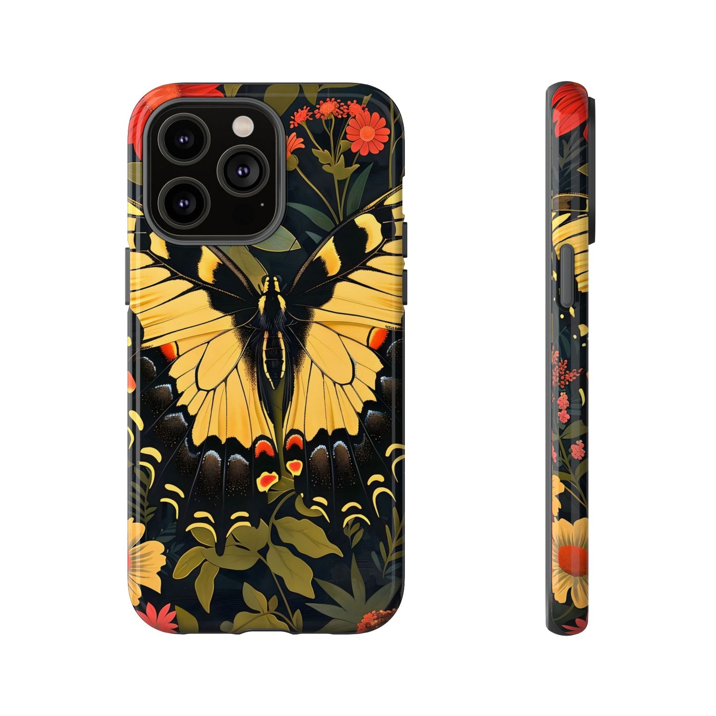 Butterfly Floral Phone Case, Tough Cases with Vibrant Design, Protective Cover for Nature Lovers, Gift for Her