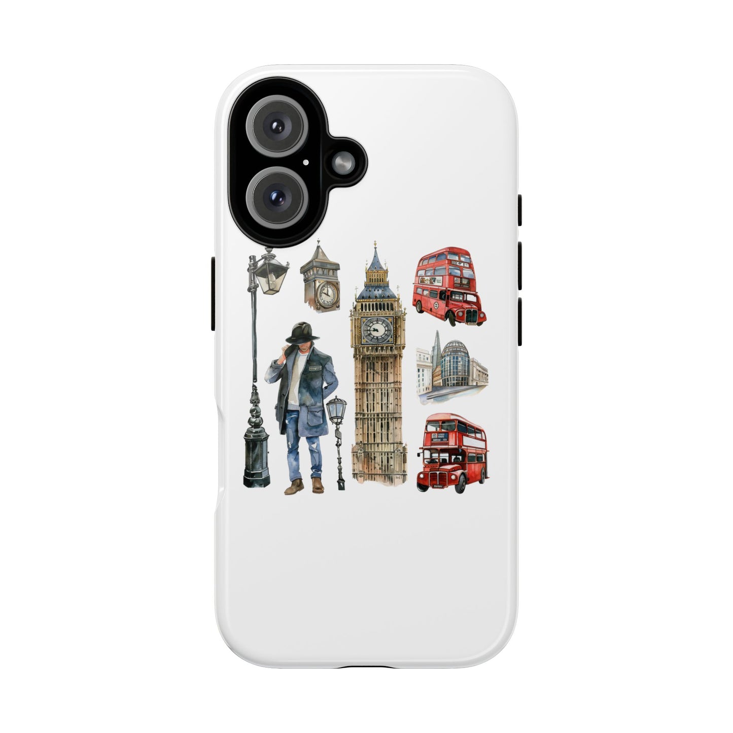 London Iconic Design Phone Case, Tough Cases, Gift for Travelers, London Souvenir, London Icons, Red Bus Phone Case