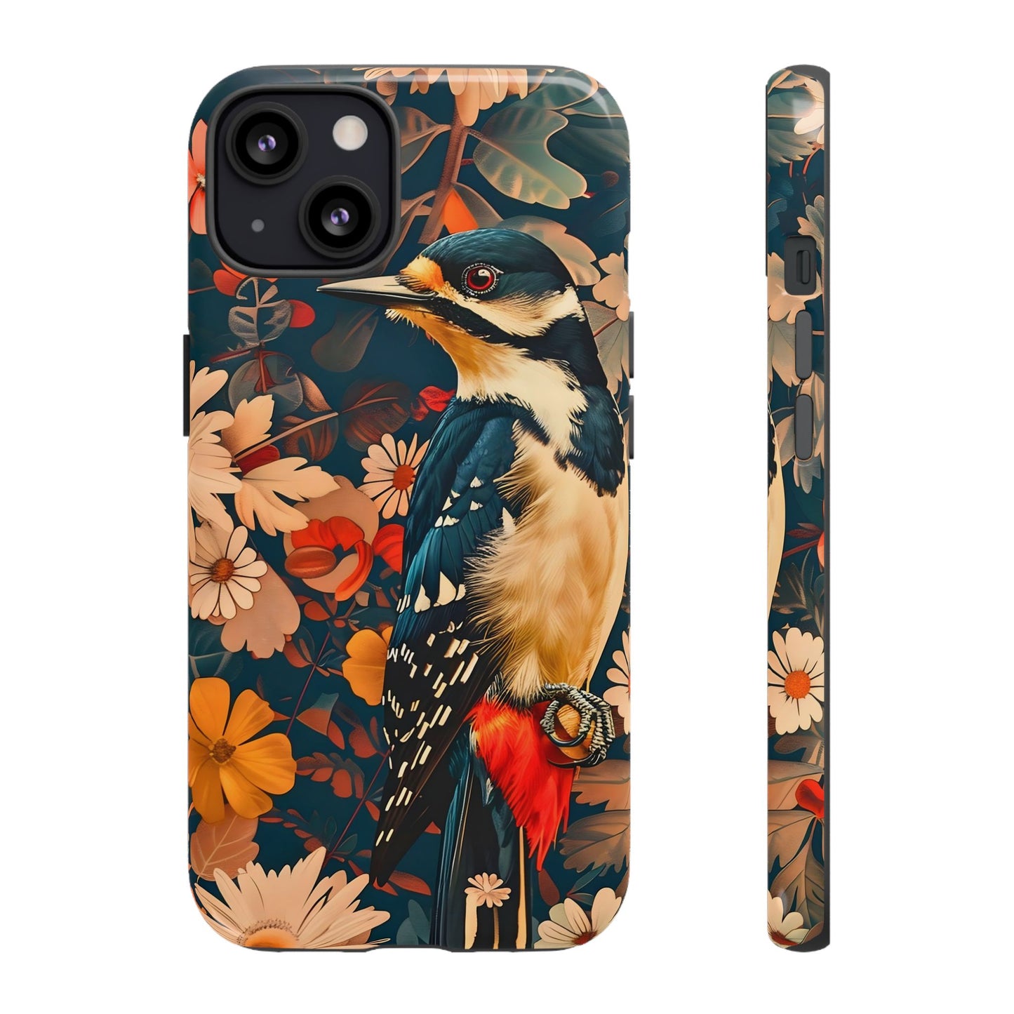 Artistic Bird Phone Case, Unique Tough Cases for Nature Lovers, Floral Design, Cute Gift, Customized Phone Accessories