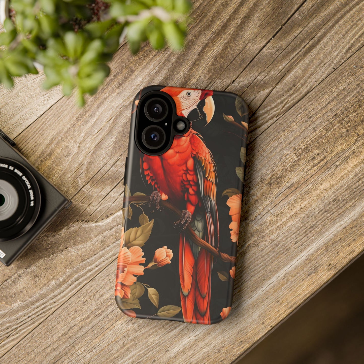 Vibrant Tropical Phone Case with Parrot Design, Bird Lovers Gift, Floral Phone Cover, Nature Inspired Accessories, Tough Cases