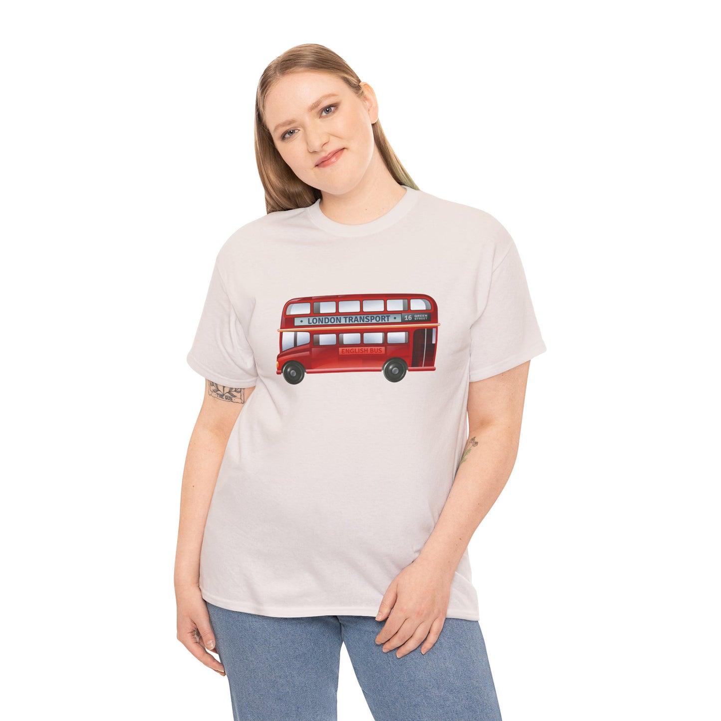 Unisex Heavy Cotton Tee - London Iconic Transport English Bus