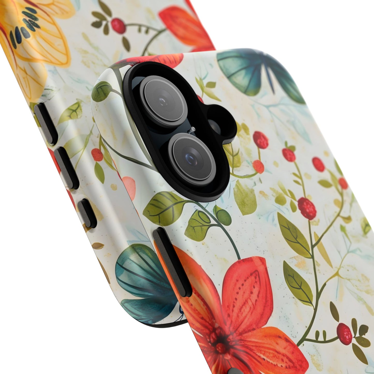 Floral Phone Case with Butterflies, Flower Design, Tough Phone Cover, Nature Lover Gift, Stylish Phone Accessory, Eco-Friendly