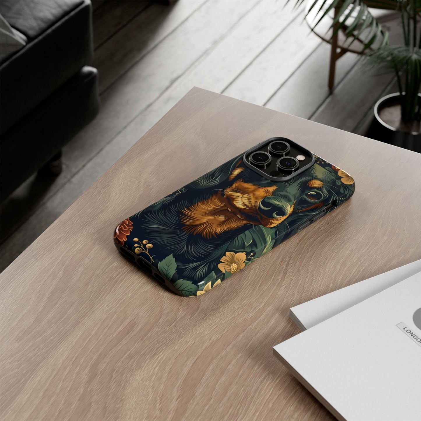 Dachshund Phone Case, Floral Pet Phone Cover, Dog Lover Gift, Tough Phone Case, Custom Dachshund Design, Unique Dog Owner Accessory