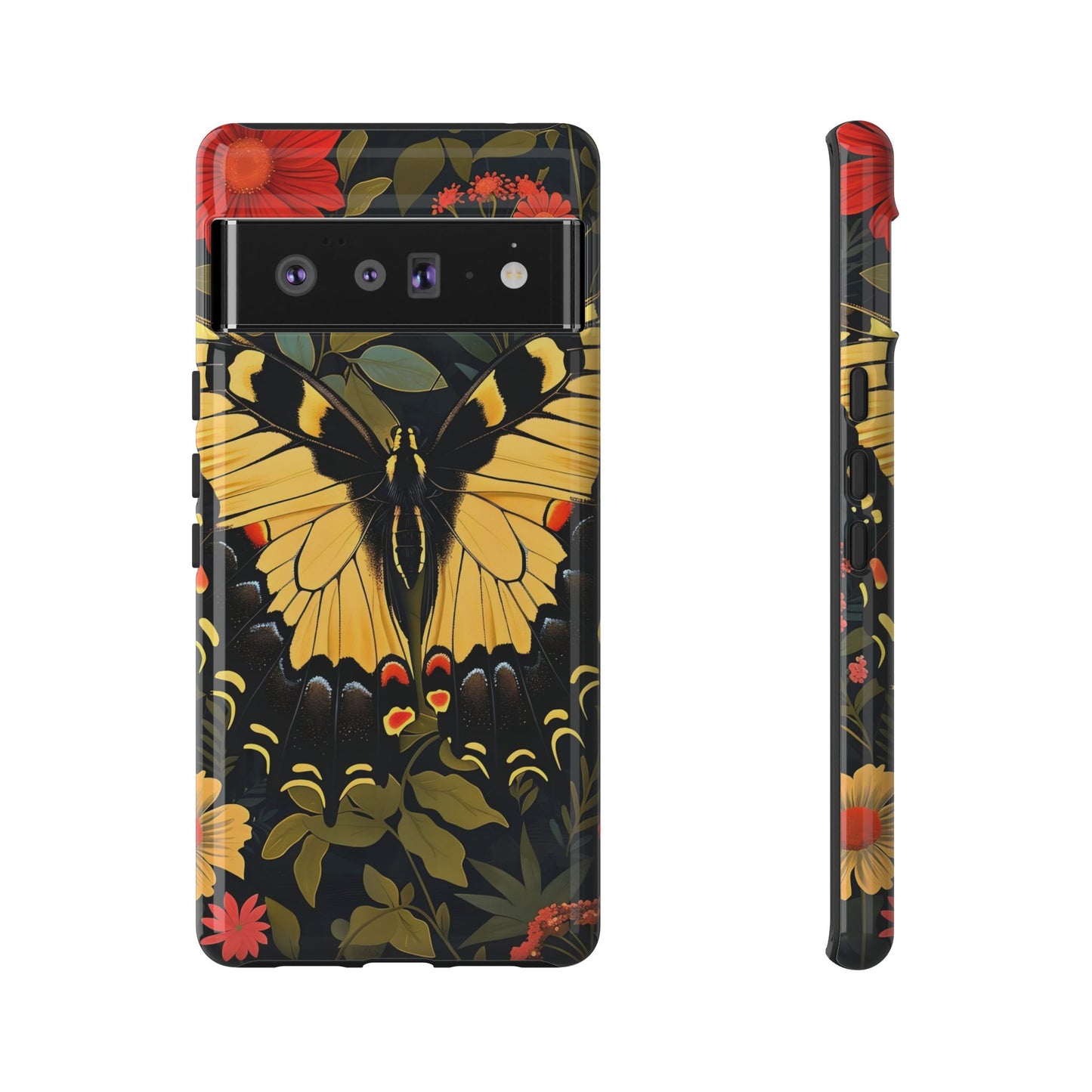 Butterfly Floral Phone Case, Tough Cases with Vibrant Design, Protective Cover for Nature Lovers, Gift for Her