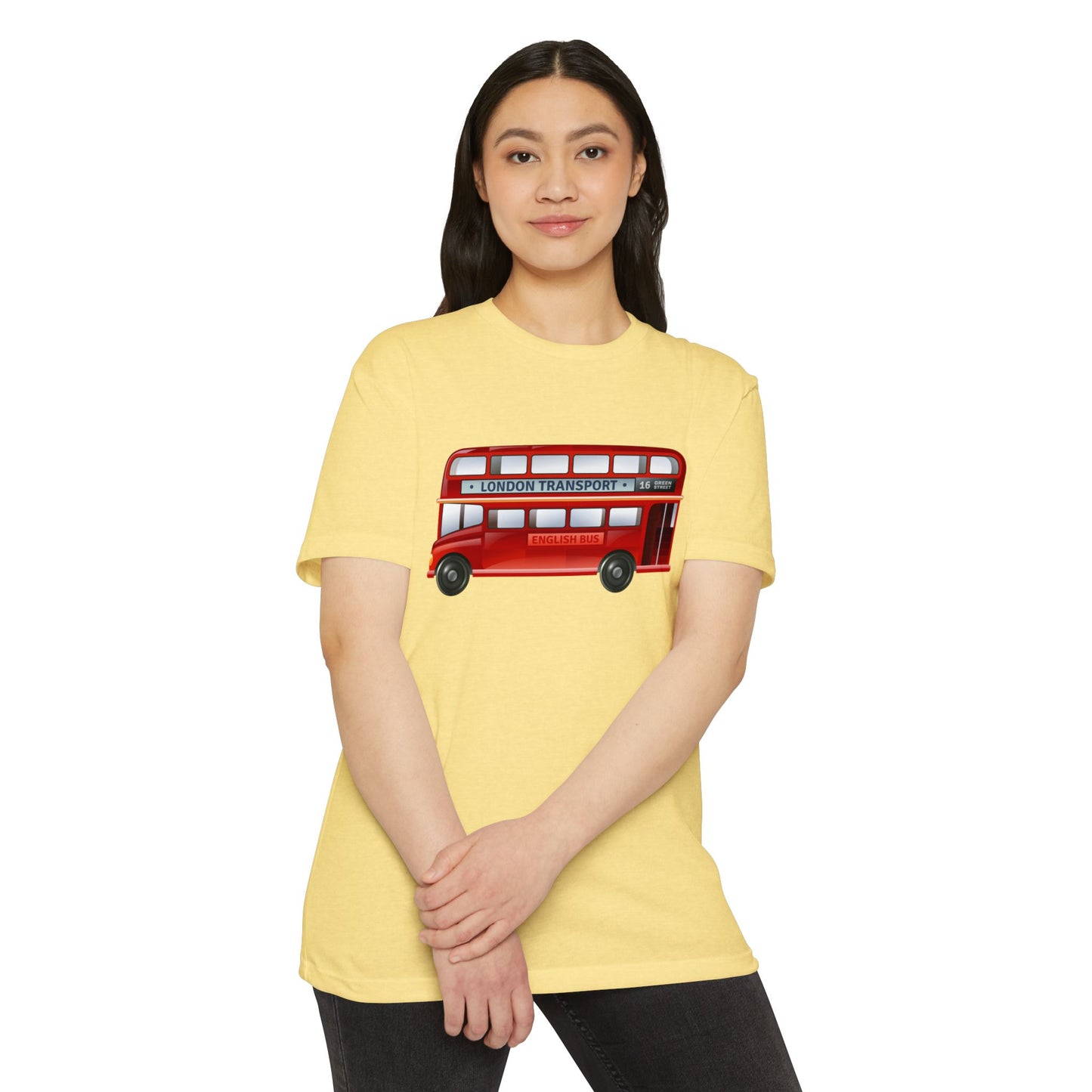 Unisex CVC Jersey T-shirt - The Heart of London - Iconic Double-Decker Buses