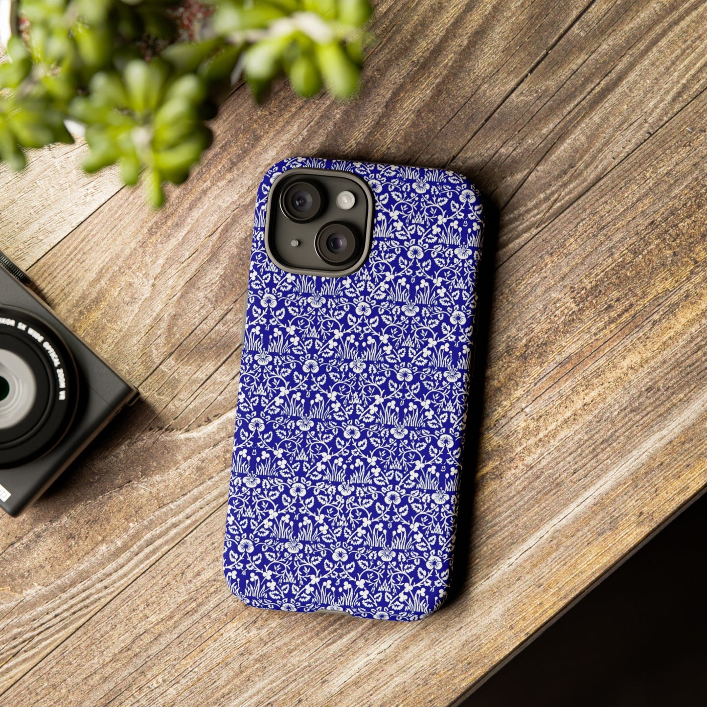 Elegant Floral Phone Case - Tough Cases, Blue Floral Design, Stylish Phone Accessory, Unique Gift, Modern Tech Protection