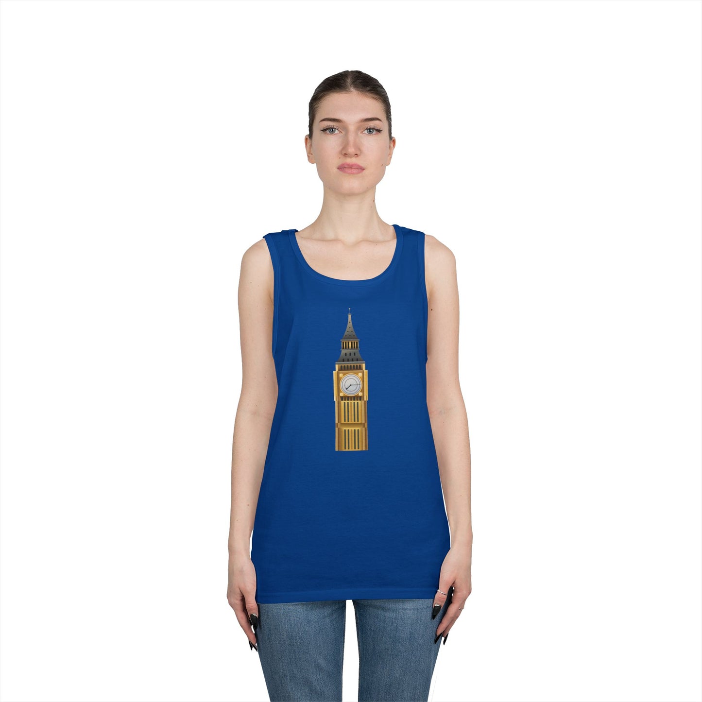 Unisex Heavy Cotton Tank Top - Big Ben Tower Watercolor Art Print