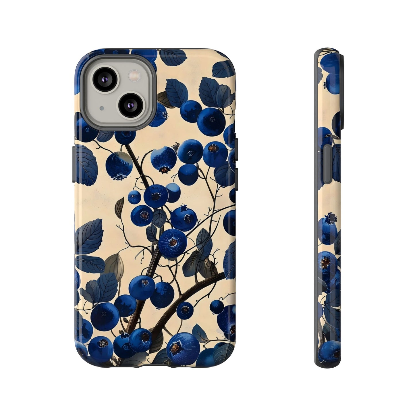 Blue Berry Tough Phone Case, Floral Phone Cover, Stylish Protective Case, Unique Gift for Her, Phone Accessories