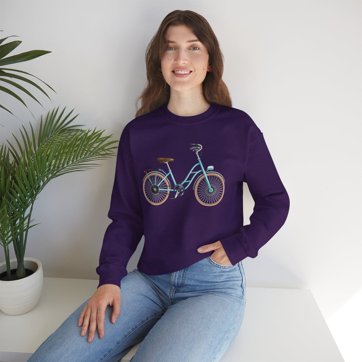 Unisex Heavy Blend™ Crewneck Sweatshirt - Classic Bicycle Illustration - London Style