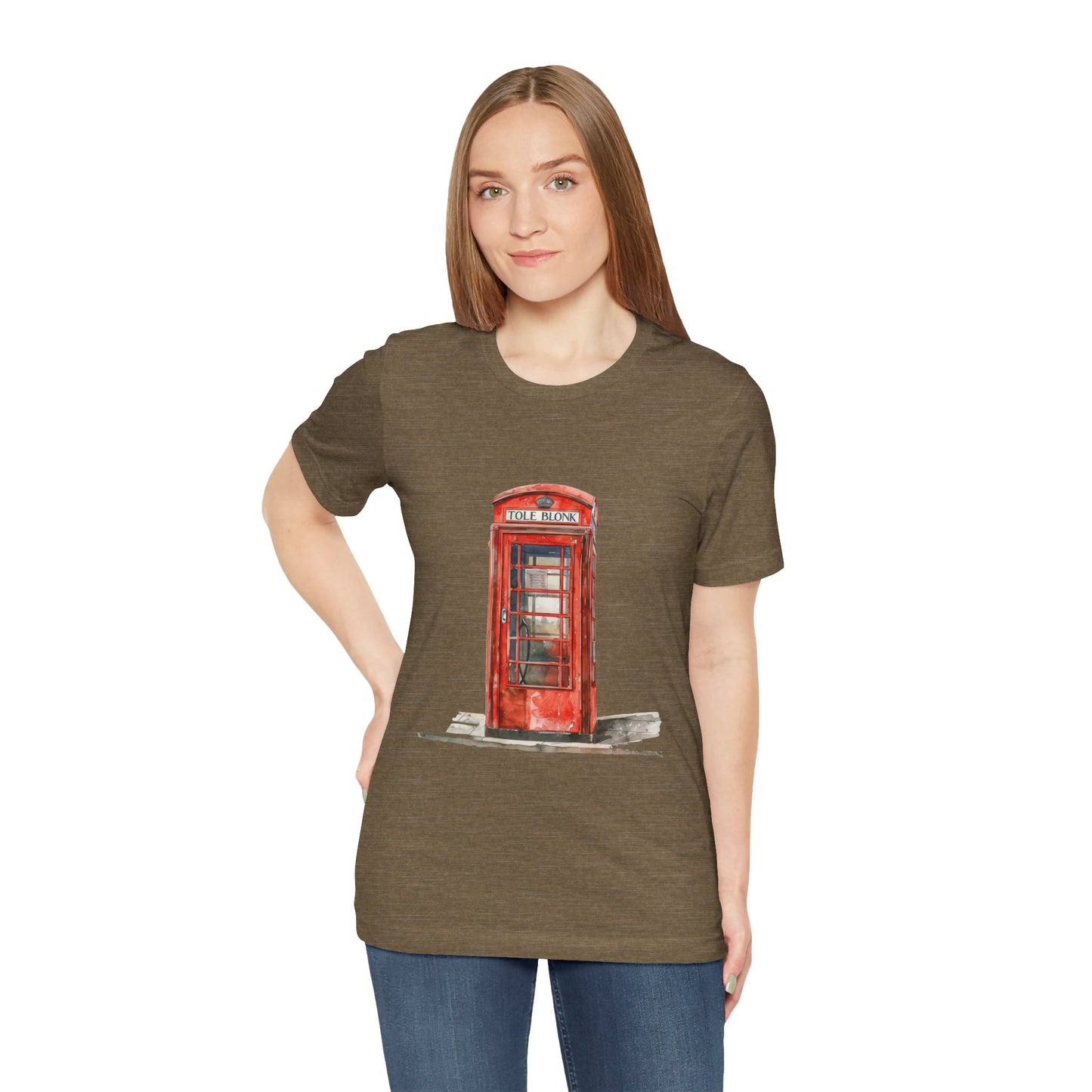 Unisex Jersey Short Sleeve Tee - Iconic British Public Telephone - Classic Red Phone Box