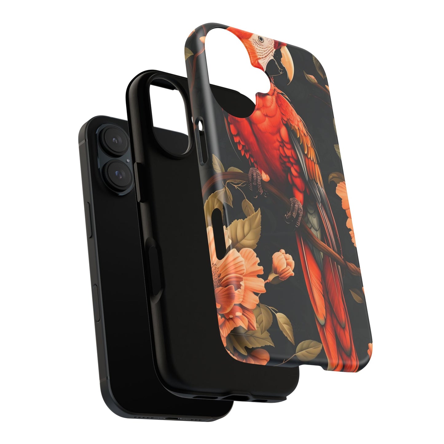 Vibrant Tropical Phone Case with Parrot Design, Bird Lovers Gift, Floral Phone Cover, Nature Inspired Accessories, Tough Cases