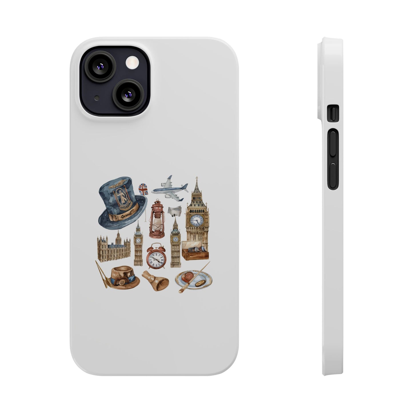 Vintage London-Inspired Slim Phone Cases, Trendy Protective Cover, Unique Gift, Travel Lovers, London Souvenir, Stylish Accessories