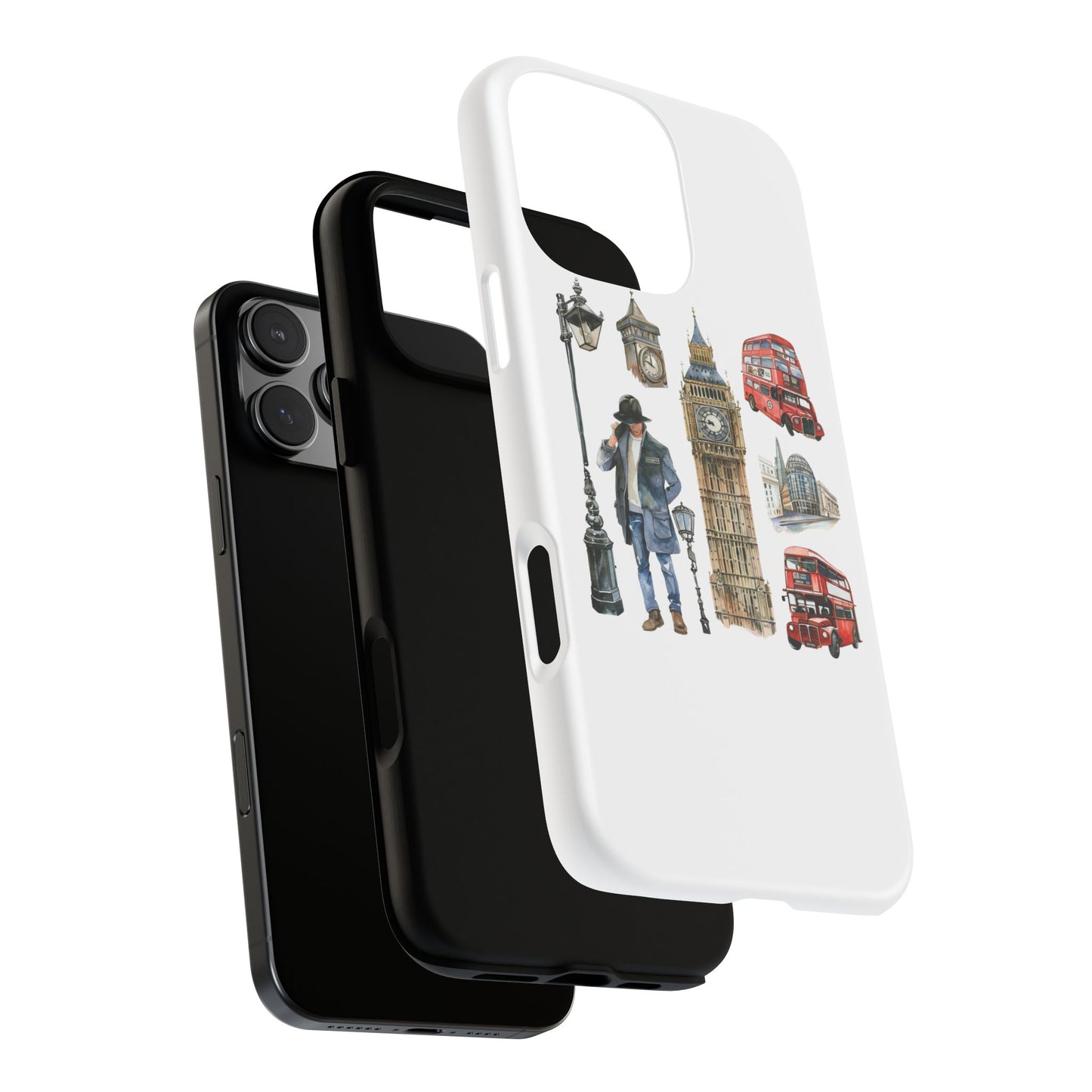 London Iconic Design Phone Case, Tough Cases, Gift for Travelers, London Souvenir, London Icons, Red Bus Phone Case