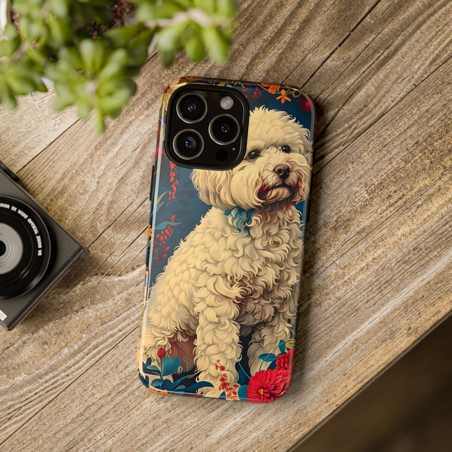 Cute Dog Phone Case, Pet Lover Gift, Floral Design Tough Case, Custom Dog Art, Birthday Gift for Dog Owners, Unique Phone Accessories