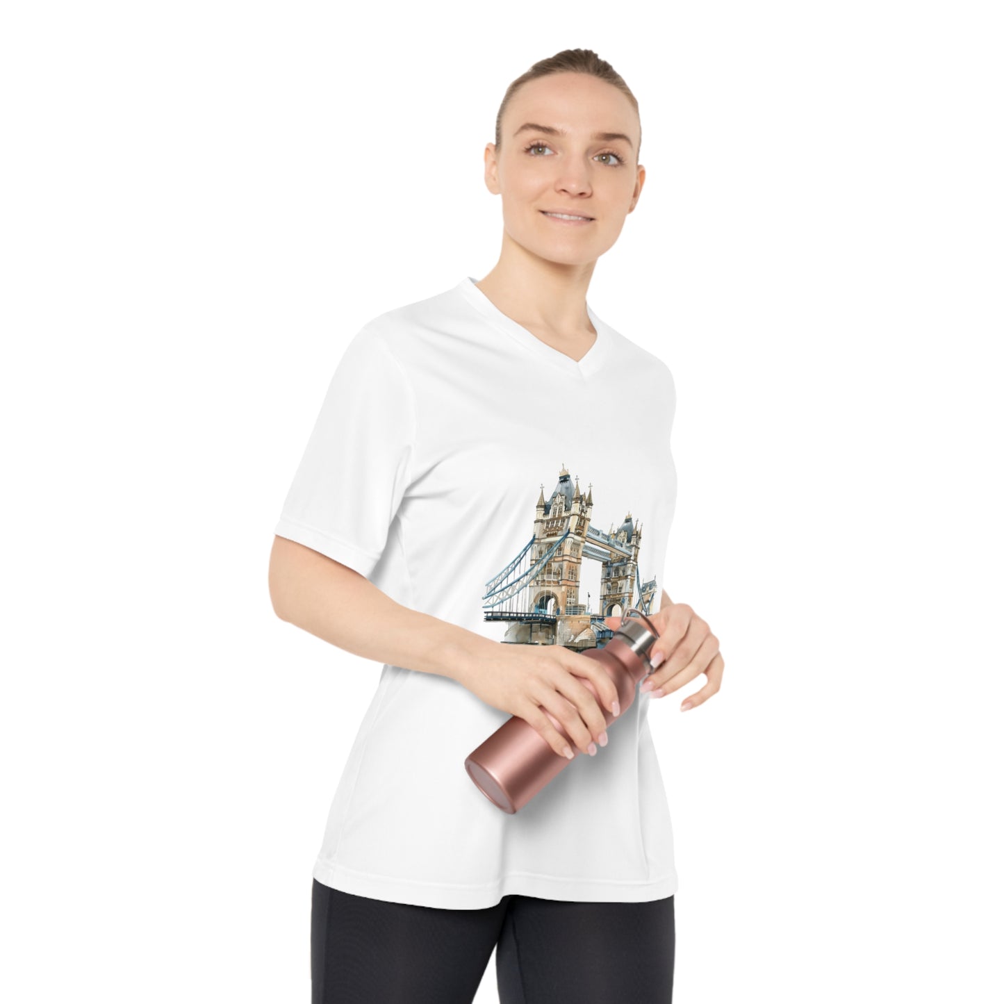 Women's V-Neck Performance T-Shirt - Stylish Athletic Wear - London's Classy Bridge