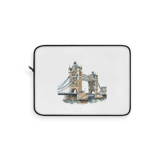 Watercolor London Bridge Laptop Sleeve | Unique Computer Case, Gift for Travelers, Tech Accessory, Office Decor, Custom Design