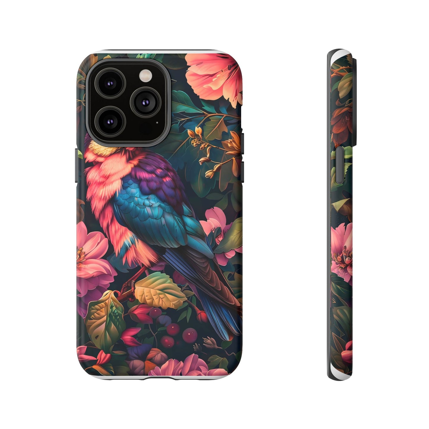 Tough Cases: Vibrant Tropical Bird Phone Case, Floral Smartphone Cover, Nature Lover Gift, Boho Phone Accessory, Cute Bird Case