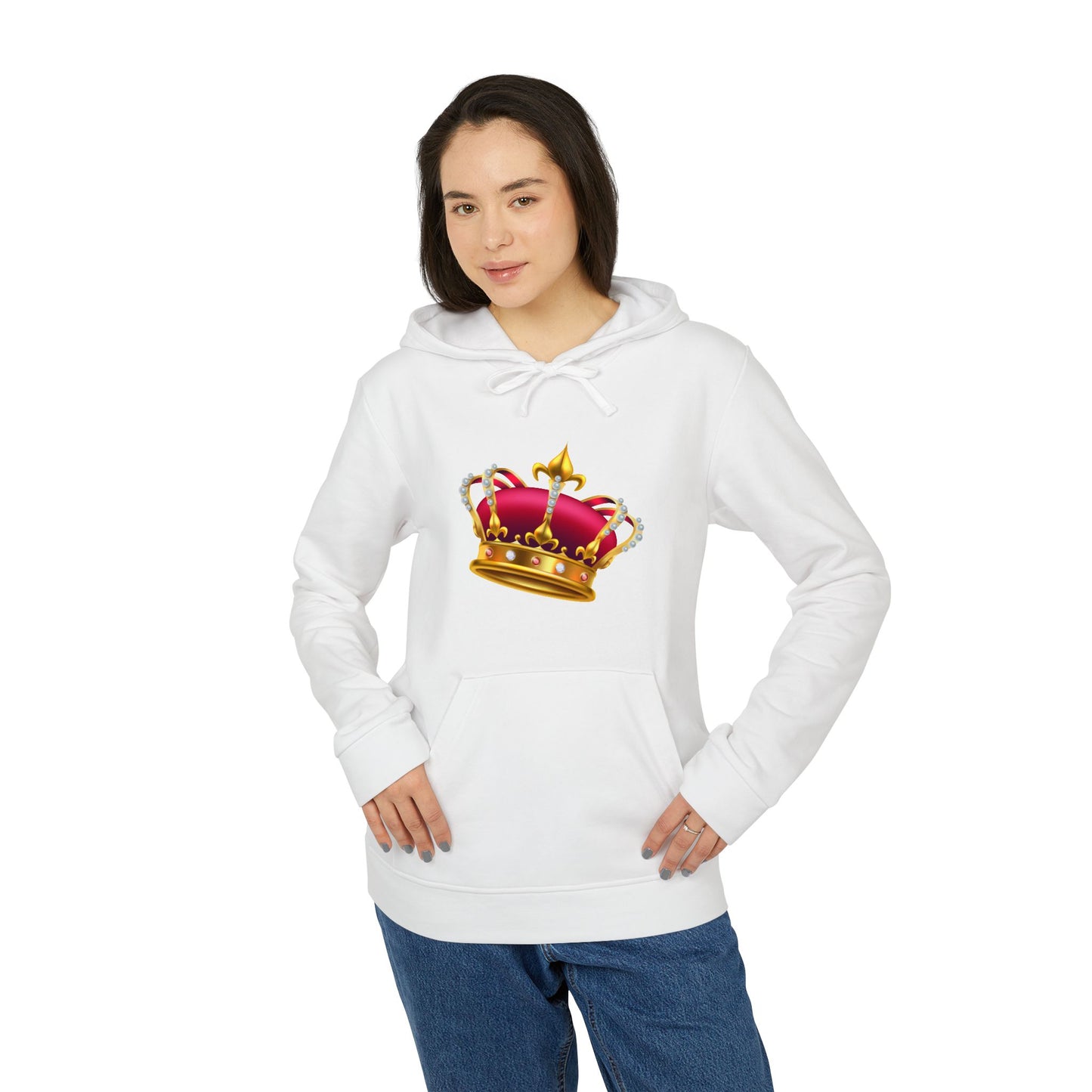 Adidas Hoodie - Unisex Fleece Sweatshirt - Crown Graphic - British Royal Crown - Iconic Symbol of Monarchy