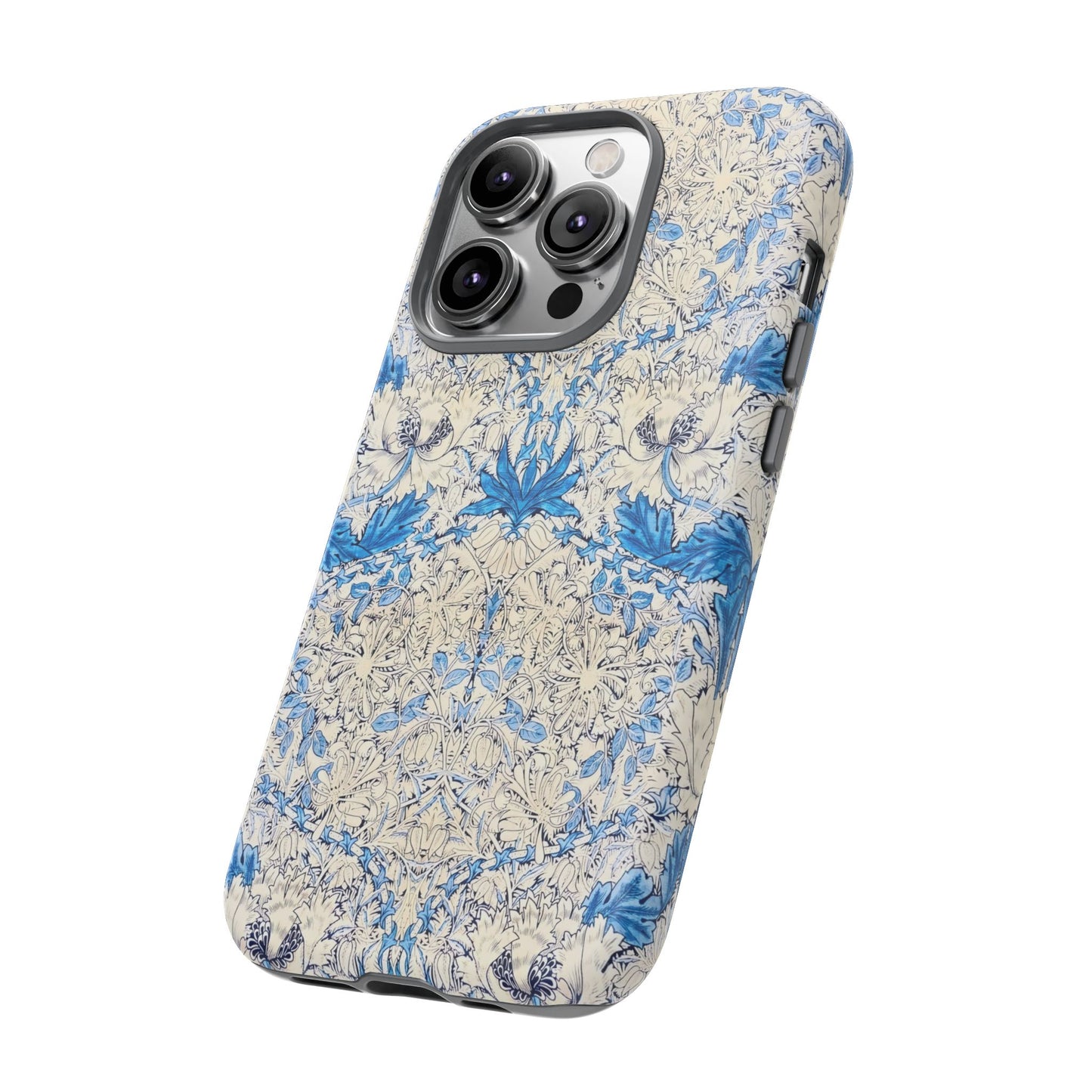 Elegant Floral Phone Case, Tough iPhone Cover, Stylish Mobile Protector, Blue Patterned Case, Unique Gift for Her