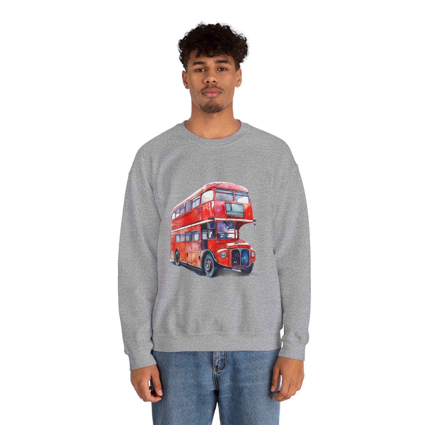 Unisex Heavy Blend™ Crewneck Sweatshirt Trendy - London Transport Red Double-Decker Bus
