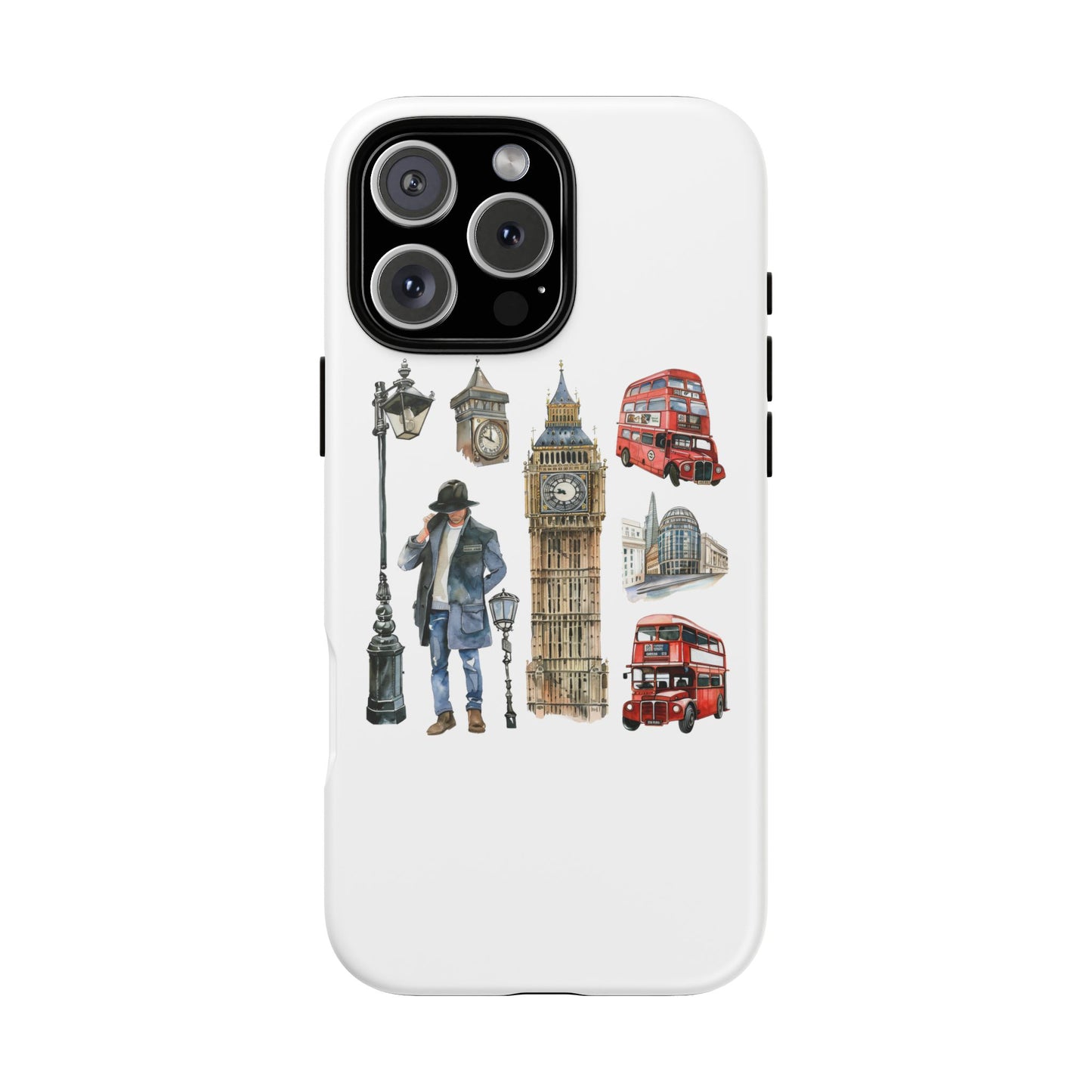 London Iconic Design Phone Case, Tough Cases, Gift for Travelers, London Souvenir, London Icons, Red Bus Phone Case