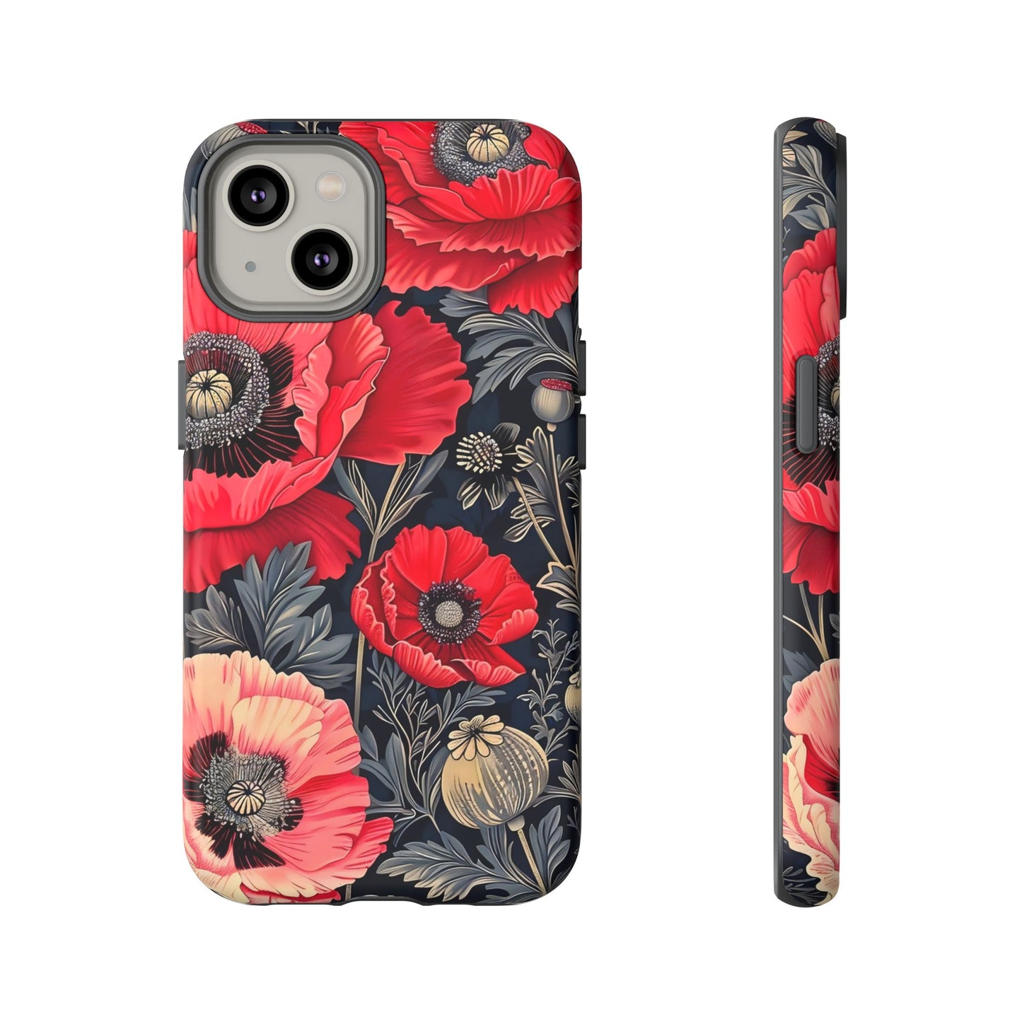 Floral Phone Case with Artistic Poppies, Tough Cases, Flower Design, Nature Lover Gift, Customizable Mobile Cover, Stylish Phone Accessories