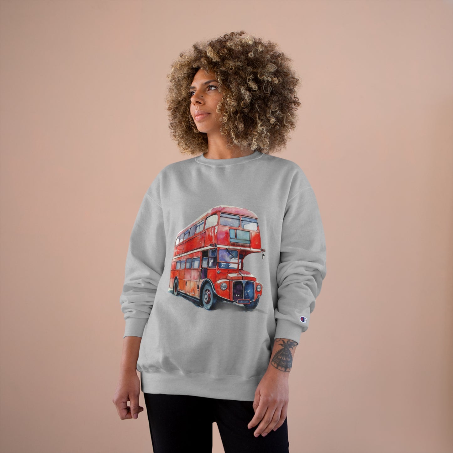 Champion Sweatshirt - London Transport English Bus - Iconic Red Double-Decker Design