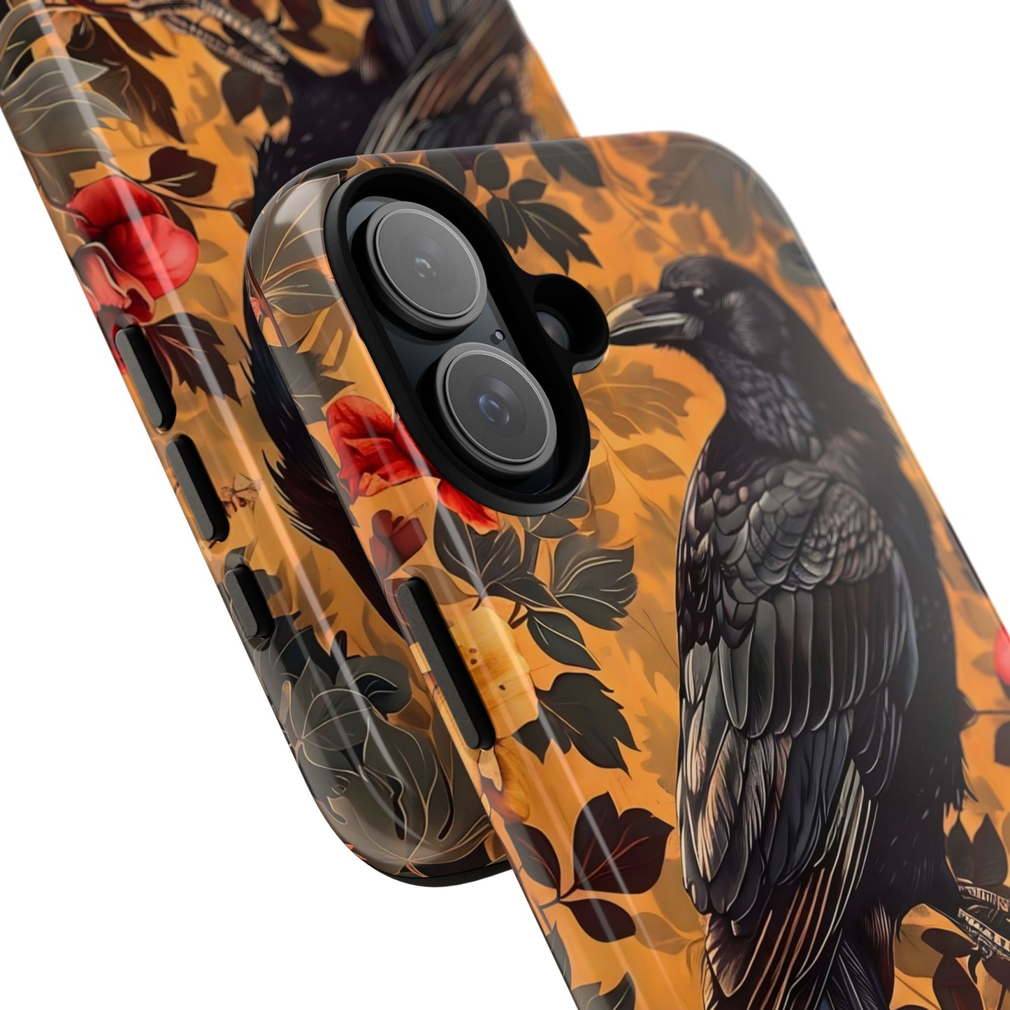 Raven Floral Phone Case - Tough Cases, Blackbird Decor, Gift for Nature Lovers, Bird Themed Accessories, Unique Phone Cover