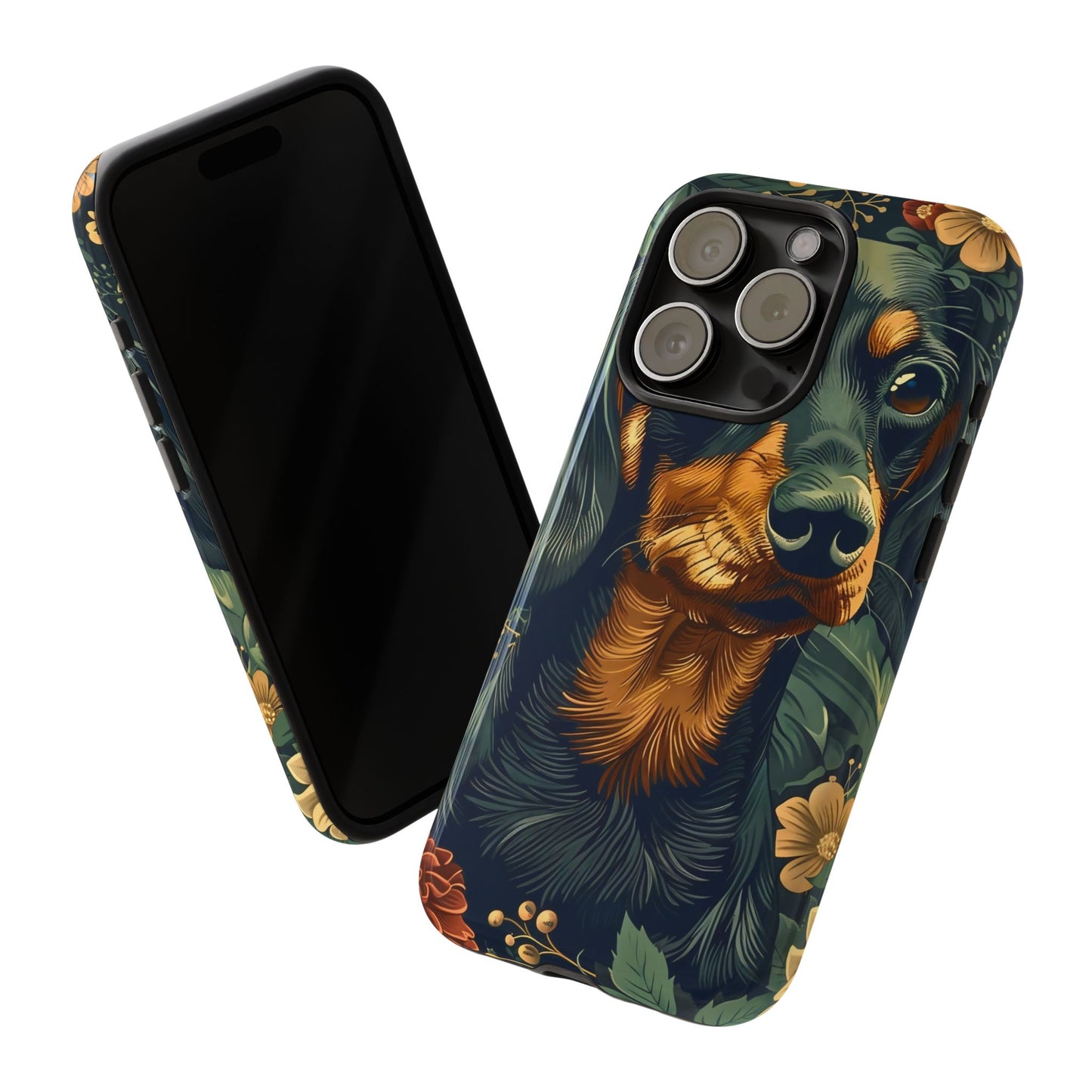 Dachshund Phone Case, Floral Pet Phone Cover, Dog Lover Gift, Tough Phone Case, Custom Dachshund Design, Unique Dog Owner Accessory