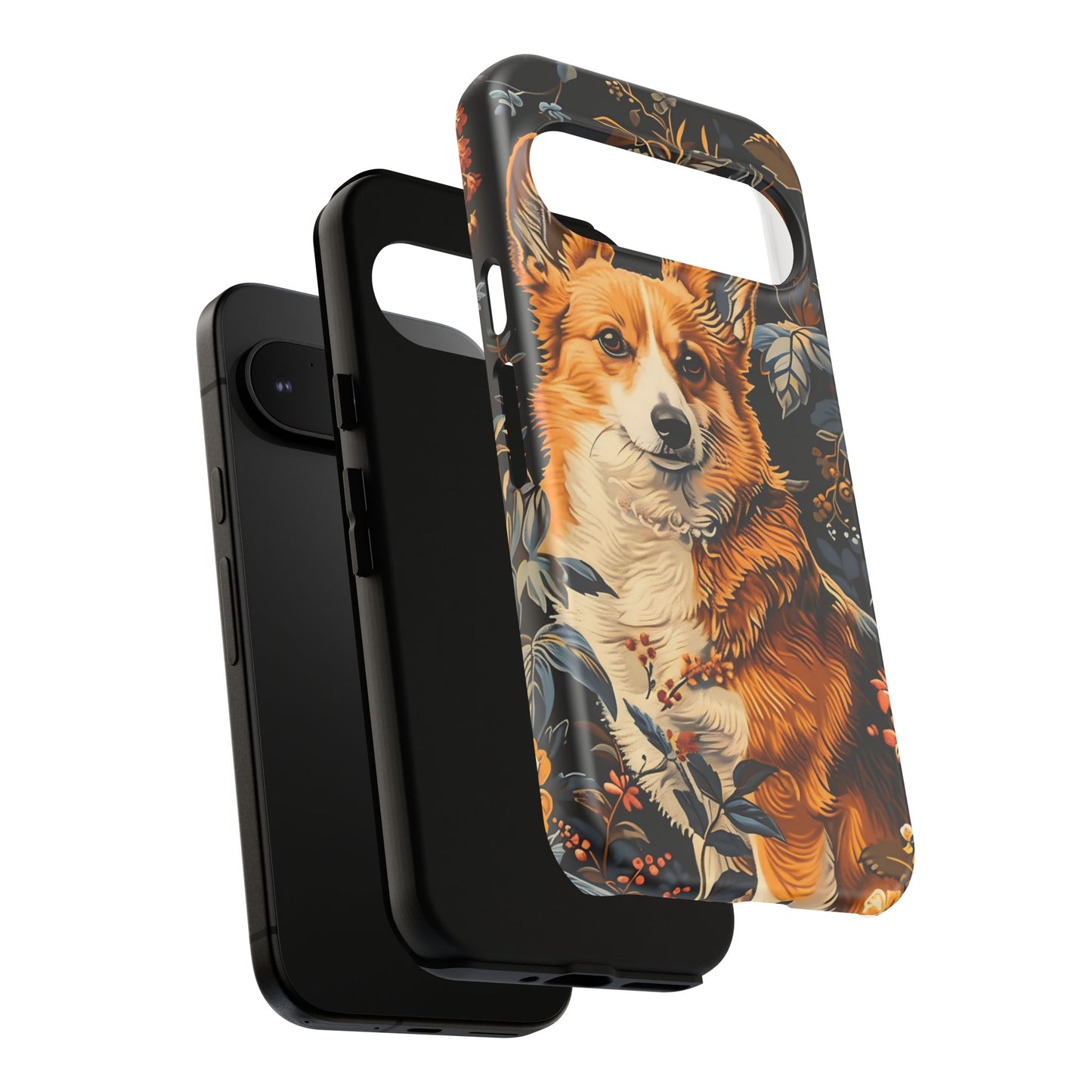 Corgi Floral Phone Case - Tough Cases for Dog Lovers, Cute Pet Accessories, Gift for Dog Owners, Floral Design, Personalized Tech Cover