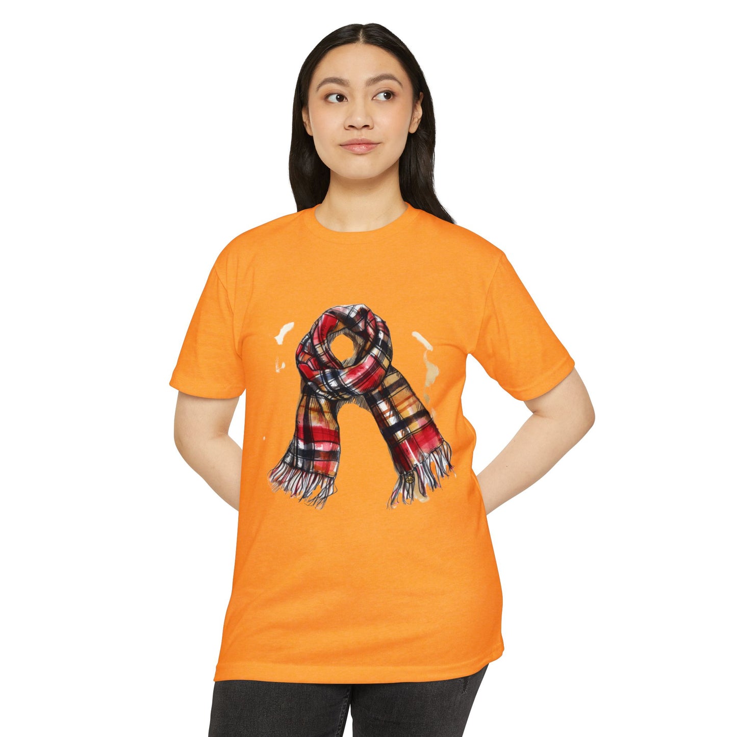 Unisex CVC Jersey T-shirt - Classic British Plaid Scarf Design
