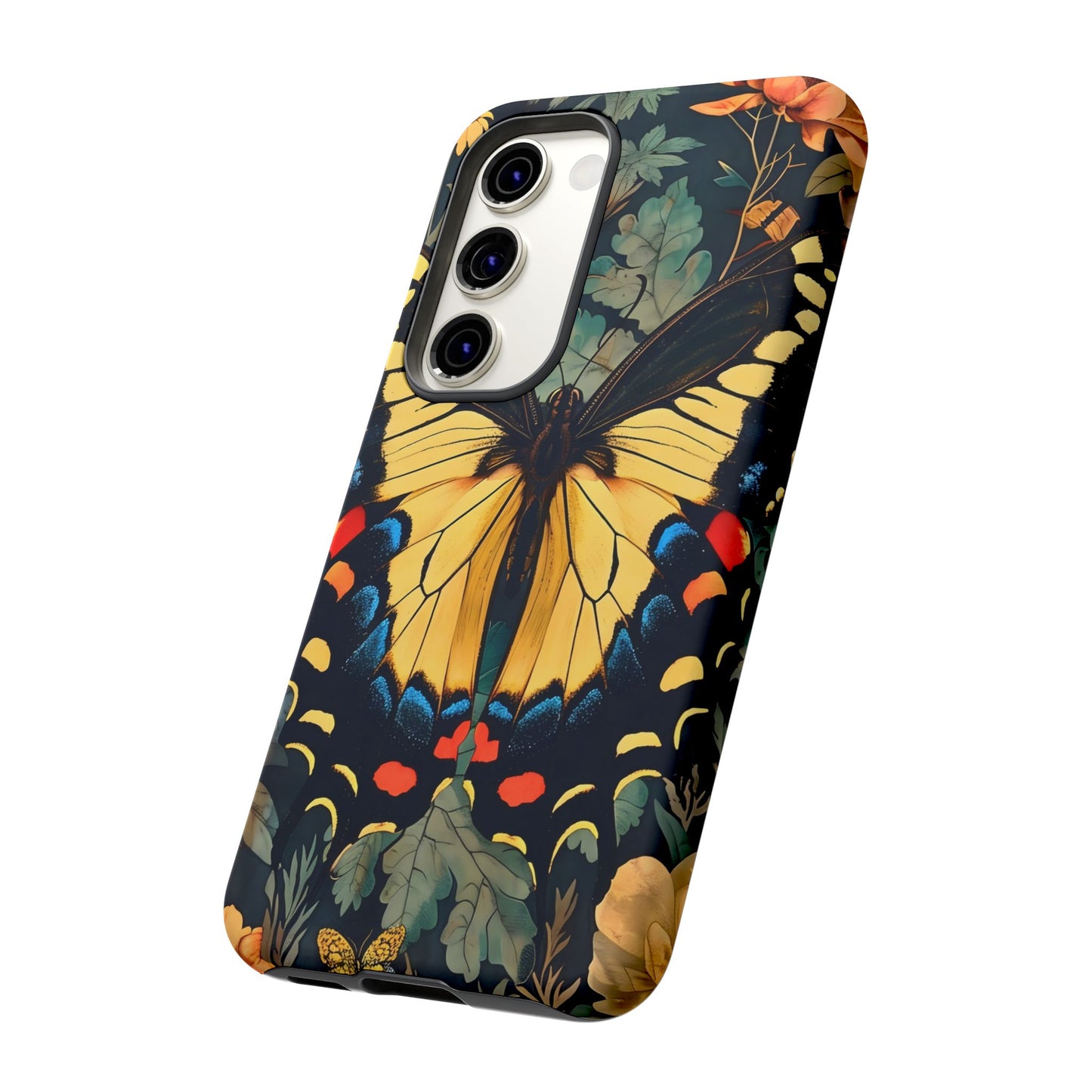 Butterfly Floral Phone Case, Art-inspire Tough Case, Gift for Nature Lovers, Butterfly Pattern Cover, Eco-Friendly Mobile Accessory