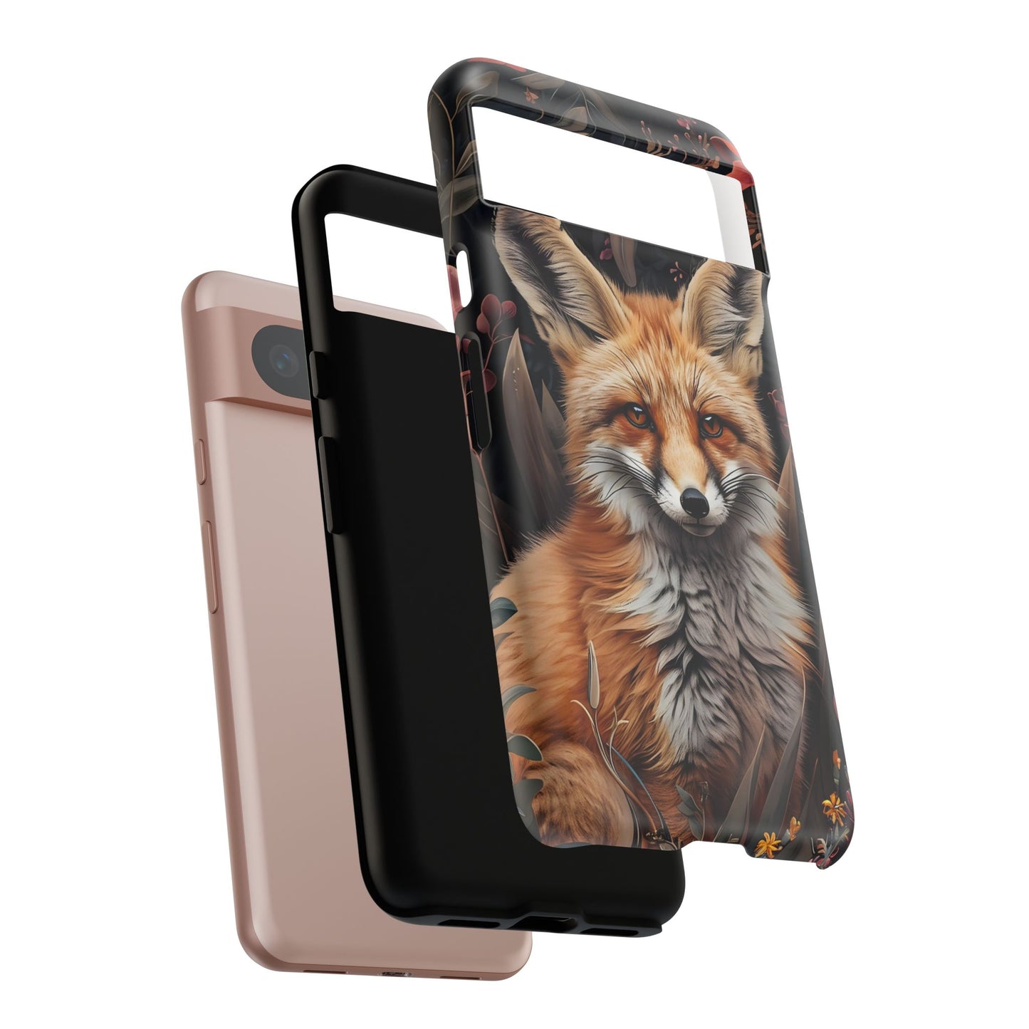 Fox Floral Phone Case, Tough Cases for Animal Lovers, Nature Themed Gift, Cute Phone Cover, Wild Fox Protector