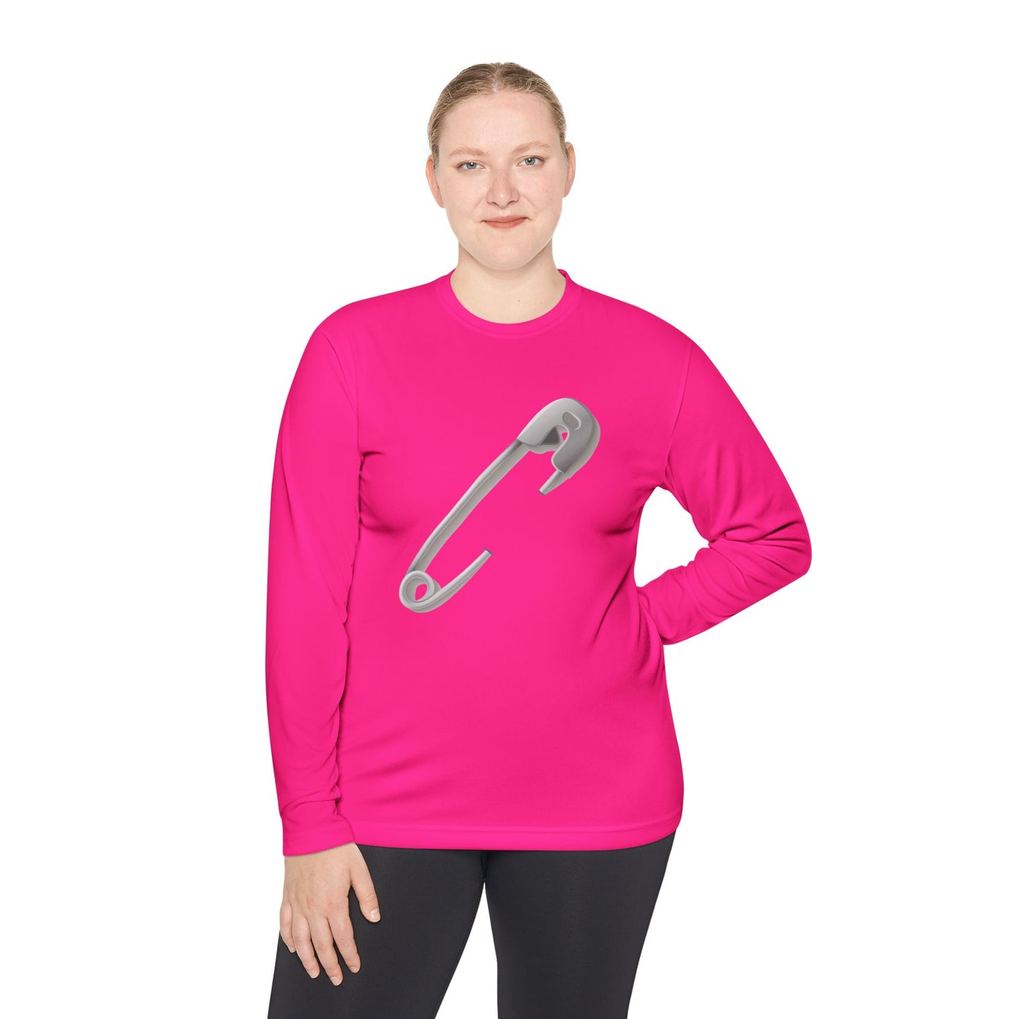 Unisex Lightweight Long Sleeve Tee - Safety Pin Design - Casual Everyday Wear