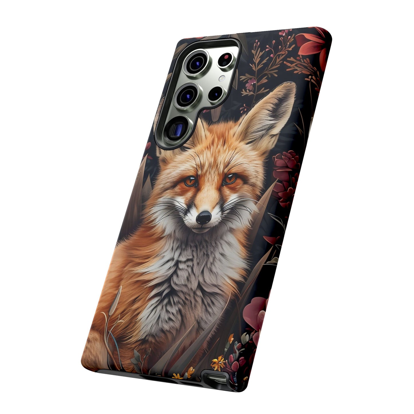 Fox Floral Phone Case, Tough Cases for Animal Lovers, Nature Themed Gift, Cute Phone Cover, Wild Fox Protector