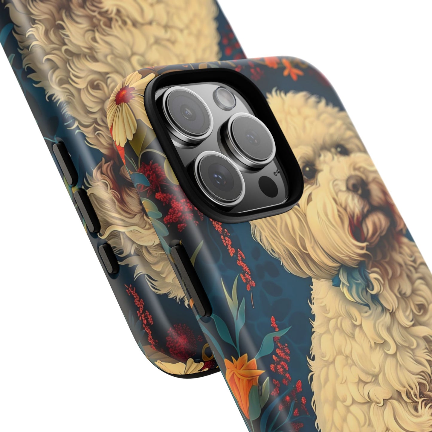 Cute Dog Phone Case, Pet Lover Gift, Floral Design Tough Case, Custom Dog Art, Birthday Gift for Dog Owners, Unique Phone Accessories